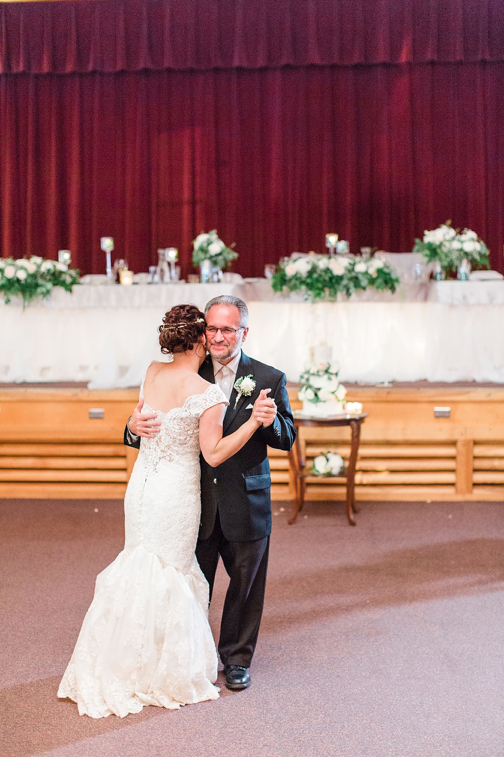 Arielle Peters Photography | Father of bride and bride sharing a dance on wedding day at Winona Heritage Room in Winona Lake, Indiana.