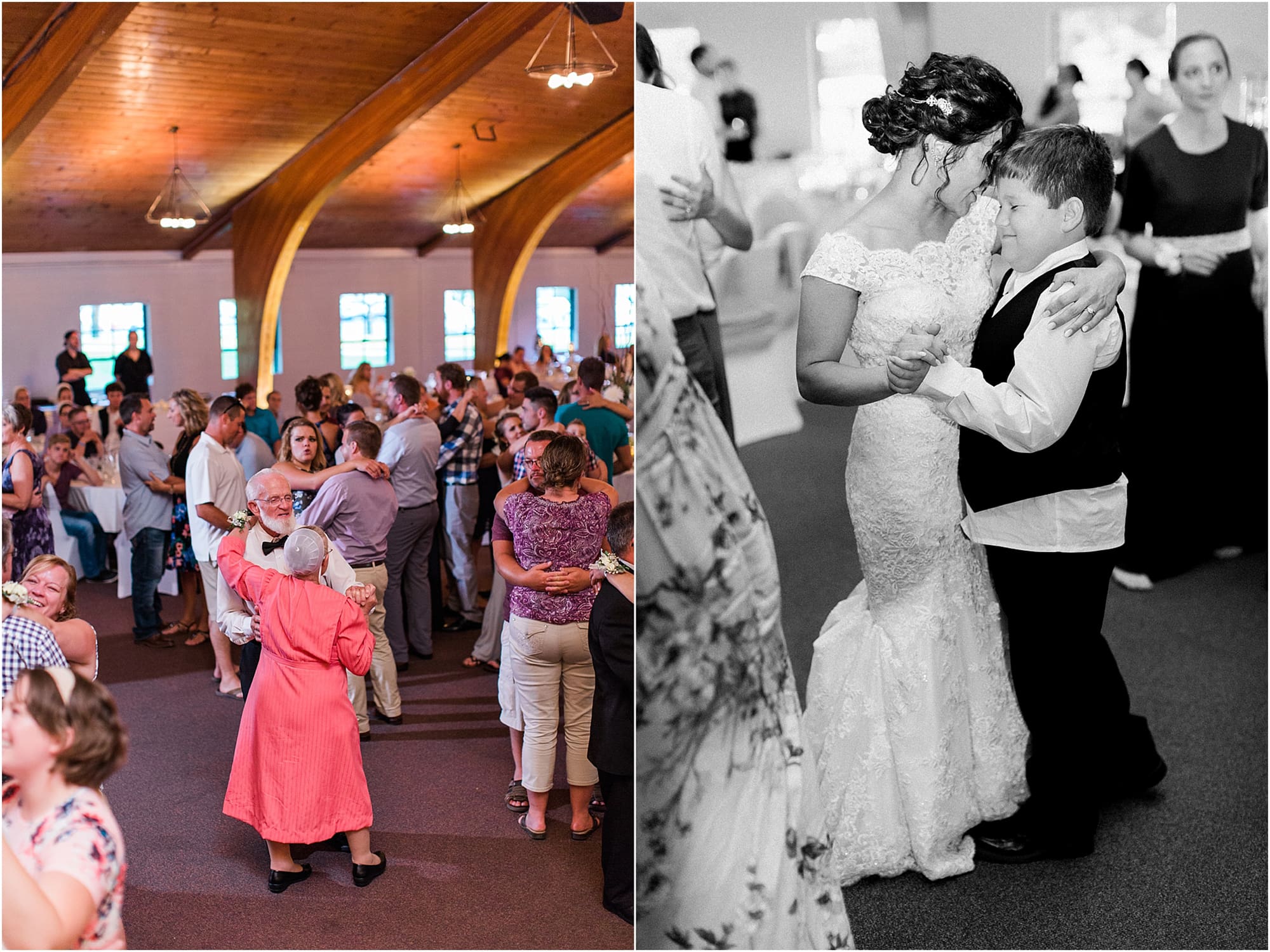 Arielle Peters Photography | Bride and her son dancing on wedding day at Winona Heritage Room in Winona Lake, Indiana.