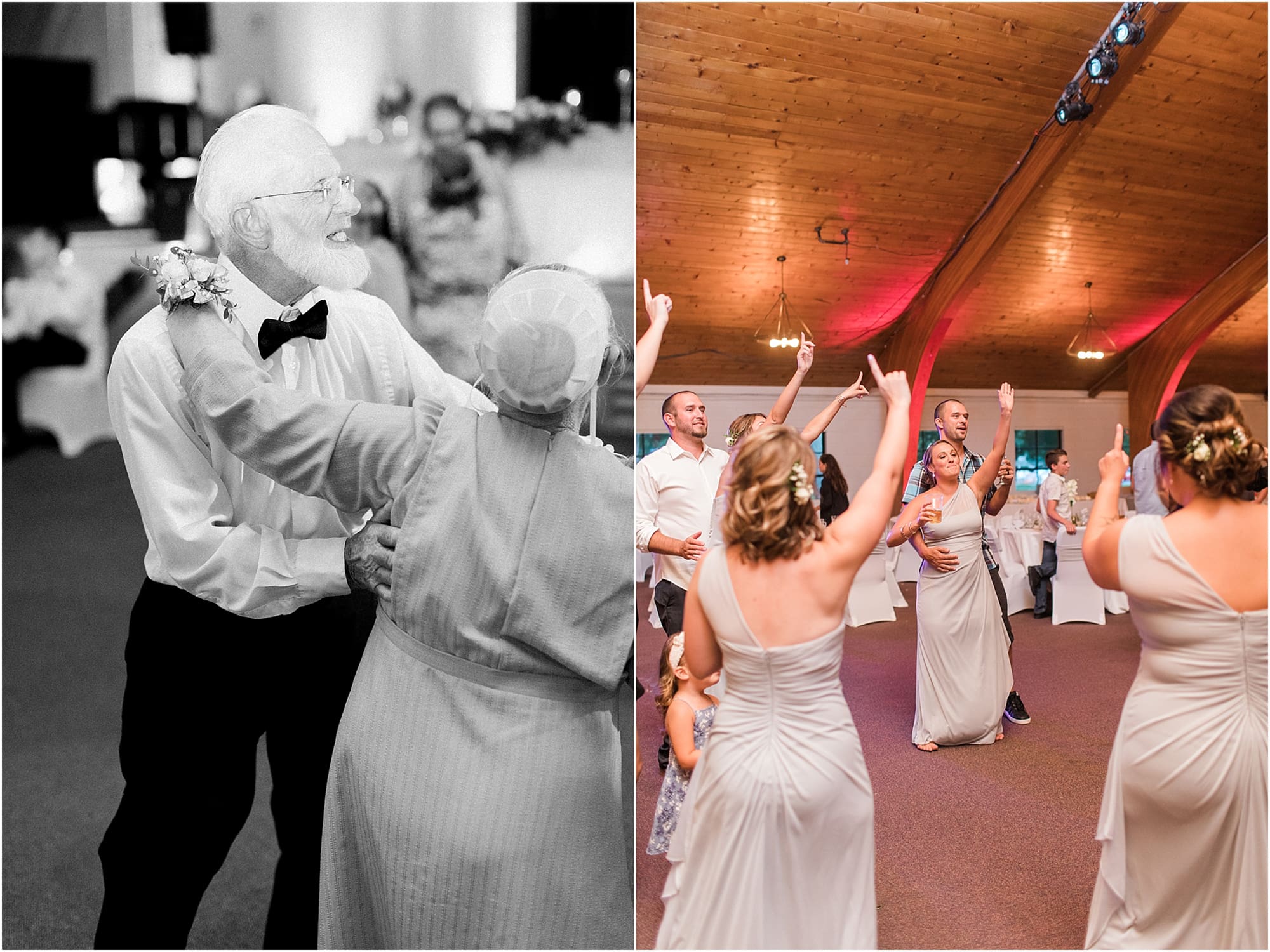Arielle Peters Photography | Wedding guests dancing on wedding day at Winona Heritage Room in Winona Lake, Indiana.