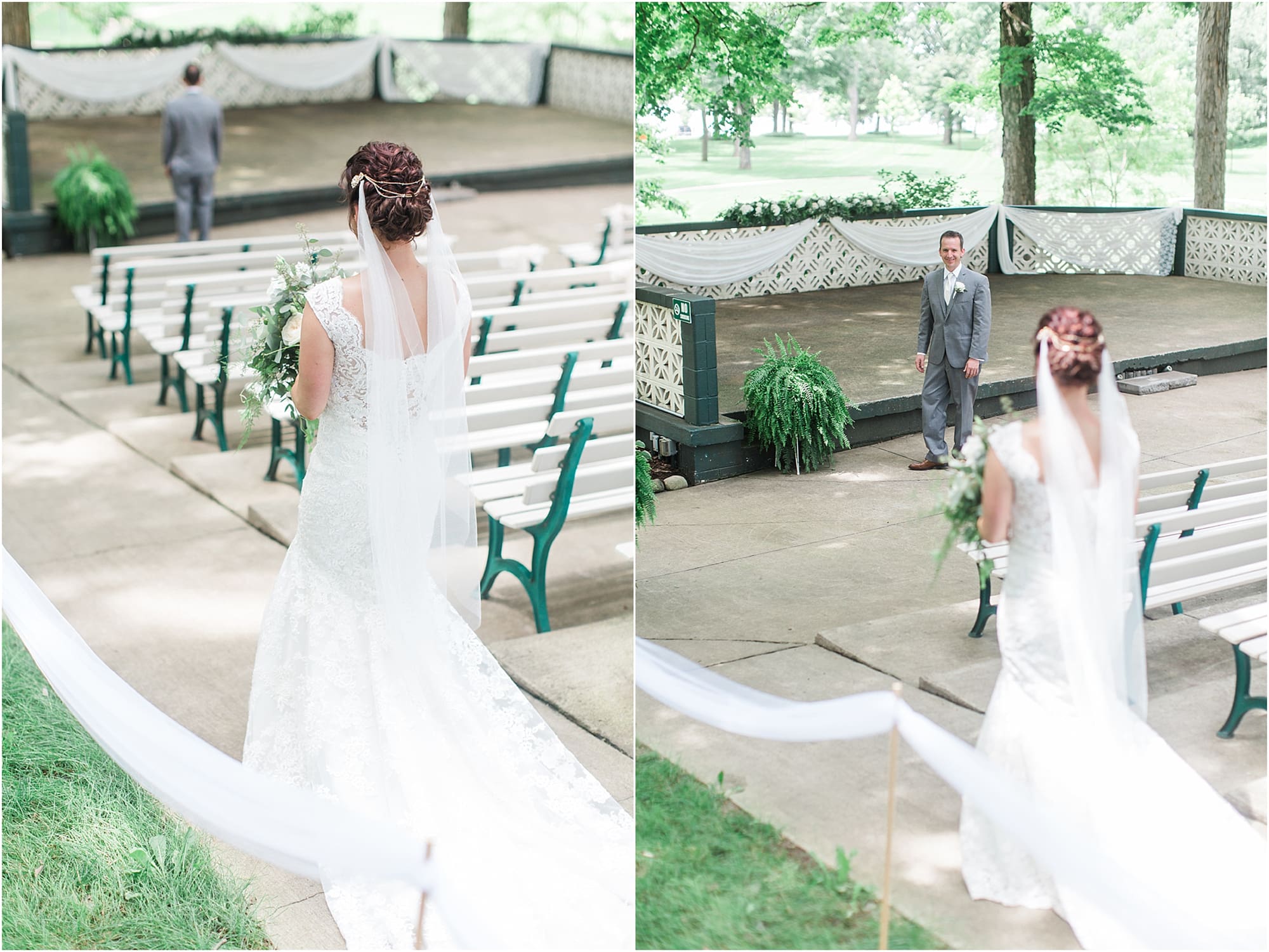 Arielle Peters Photography | Bride and groom having first reveal on wedding day at Winona Heritage Room in Winona Lake, Indiana.