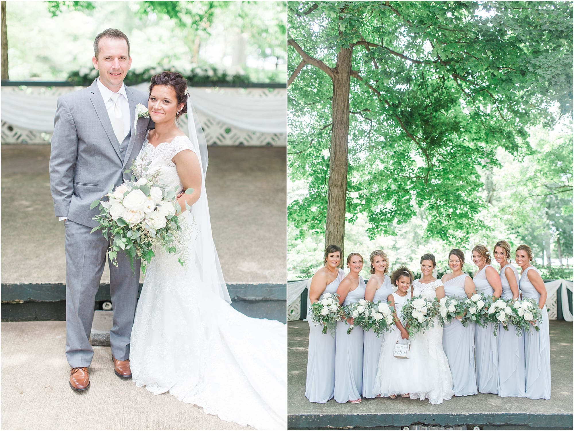 Arielle Peters Photography | Bride and bridesmaids in park on wedding day at Winona Heritage Room in Winona Lake, Indiana.