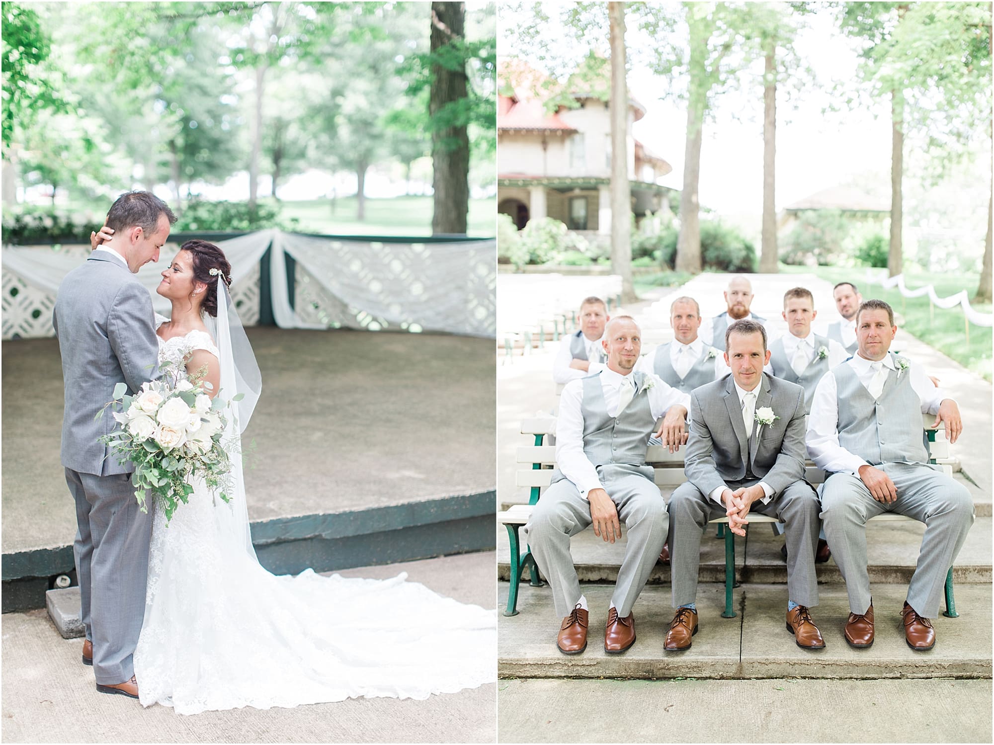 Arielle Peters Photography | Bride and groom in park on wedding day at Winona Heritage Room in Winona Lake, Indiana.