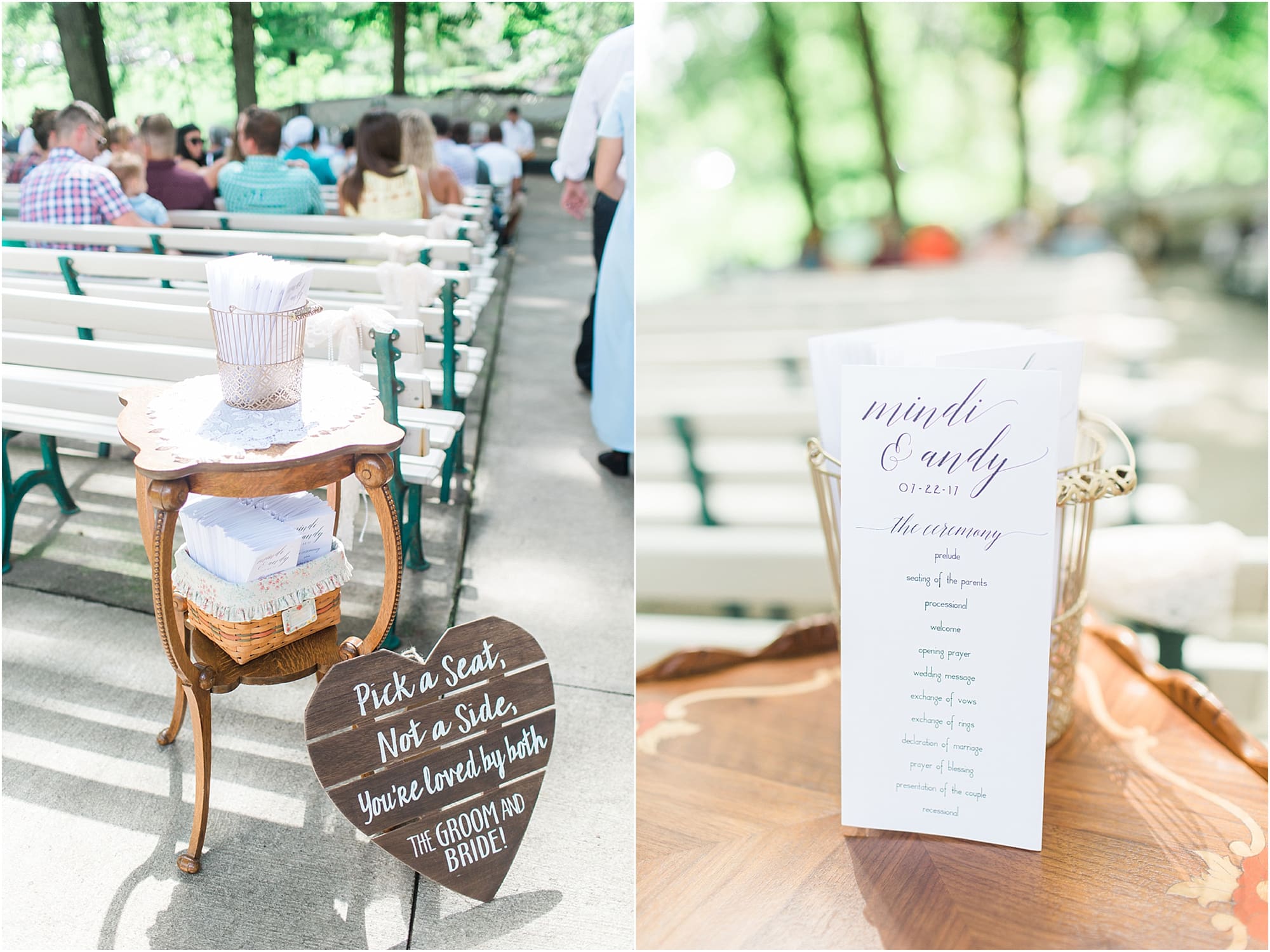 Arielle Peters Photography | Outdoor wedding ceremony in park on wedding day at Winona Heritage Room in Winona Lake, Indiana.