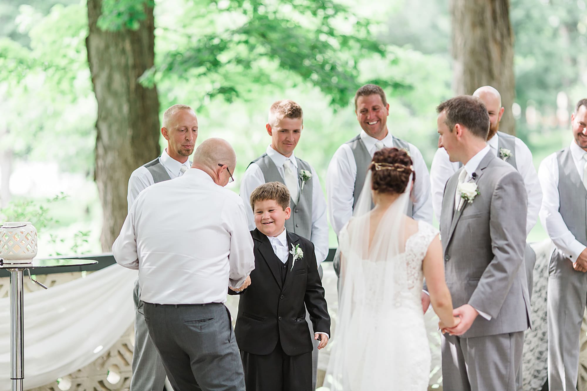 Arielle Peters Photography | Bride and groom at outdoor alter on wedding day at Winona Heritage Room in Winona Lake, Indiana.