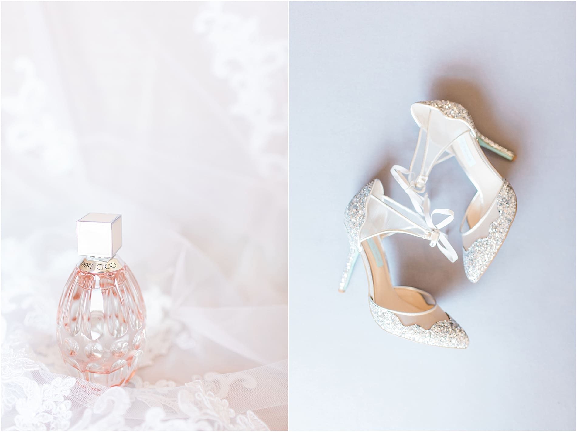 Arielle Peters Photography | Wedding shoes and perfume on wedding day at the Freemasons Hall in Fort Wayne, Indiana.