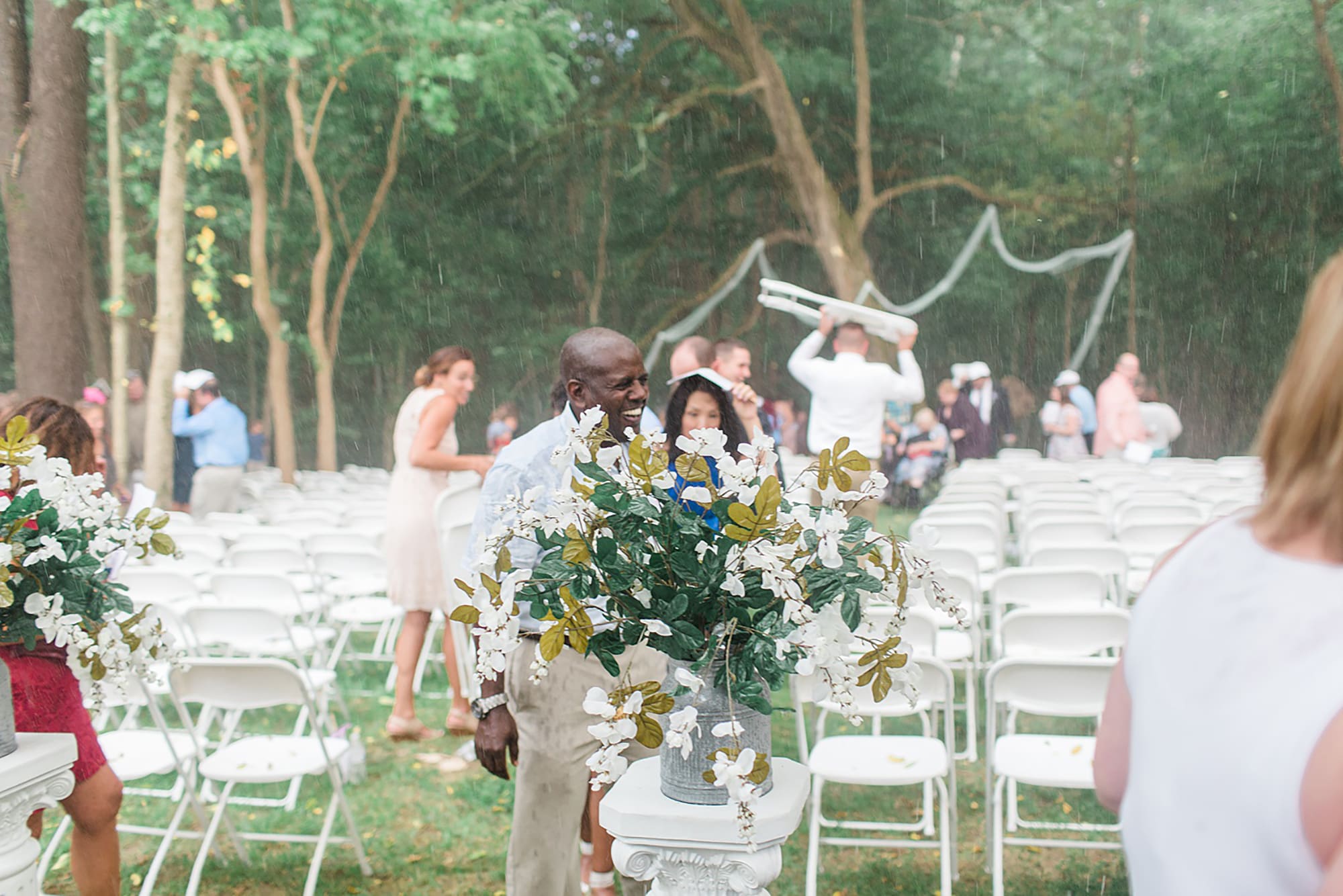 Arielle Peters Photography | Downpour at outdoor wedding at Willowfield Lavender Farm in Mooresville, Indiana. 