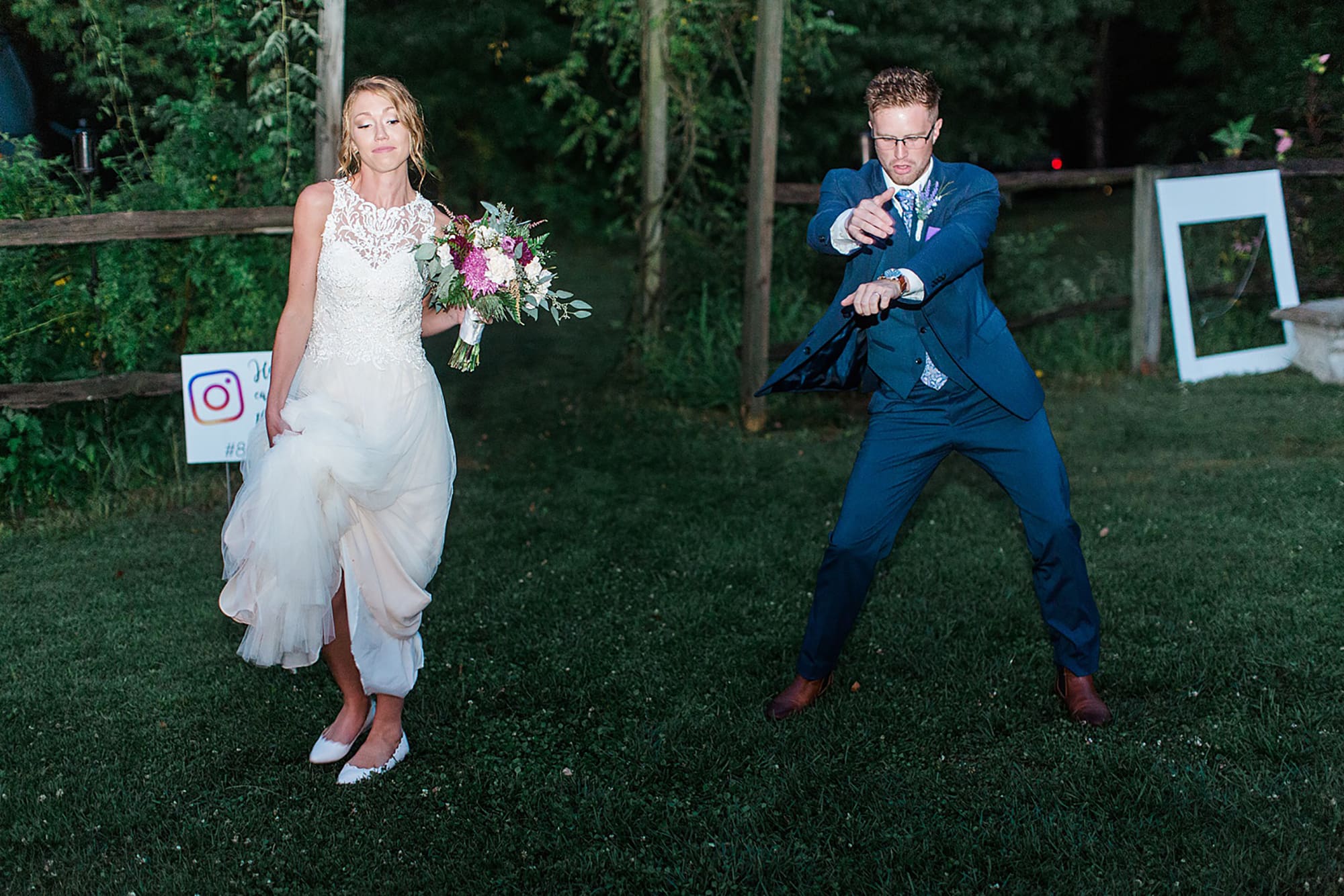 Arielle Peters Photography | Bride and groom dancing at outdoor wedding reception on wedding day at Willowfield Lavender Farm in Mooresville, Indiana. 