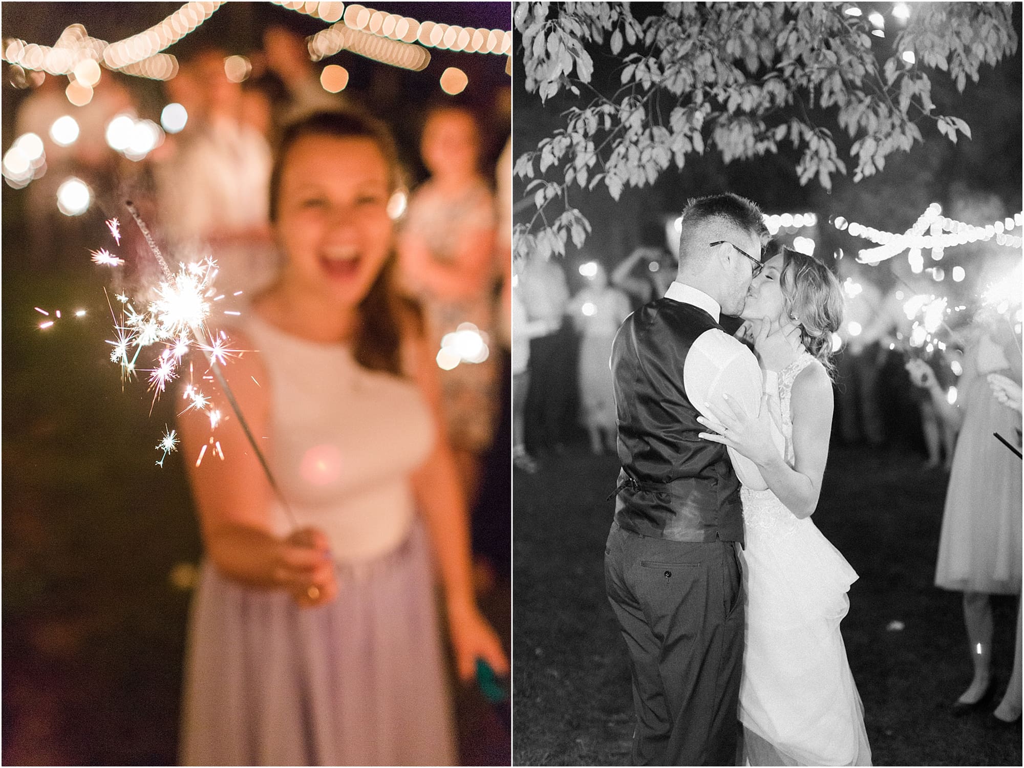 Arielle Peters Photography | Sparkler send off at outdoor wedding reception on wedding day at Willowfield Lavender Farm in Mooresville, Indiana. 