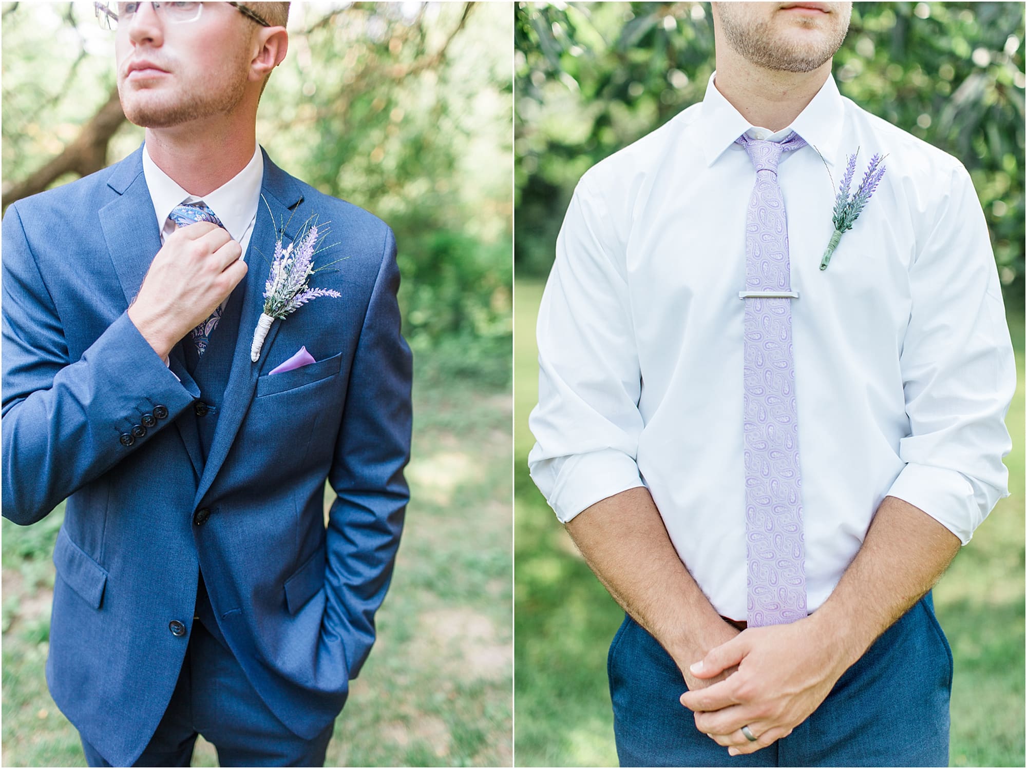 Arielle Peters Photography | Groom and groomsmen under willow tree on wedding day at Willowfield Lavender Farm in Mooresville, Indiana. 
