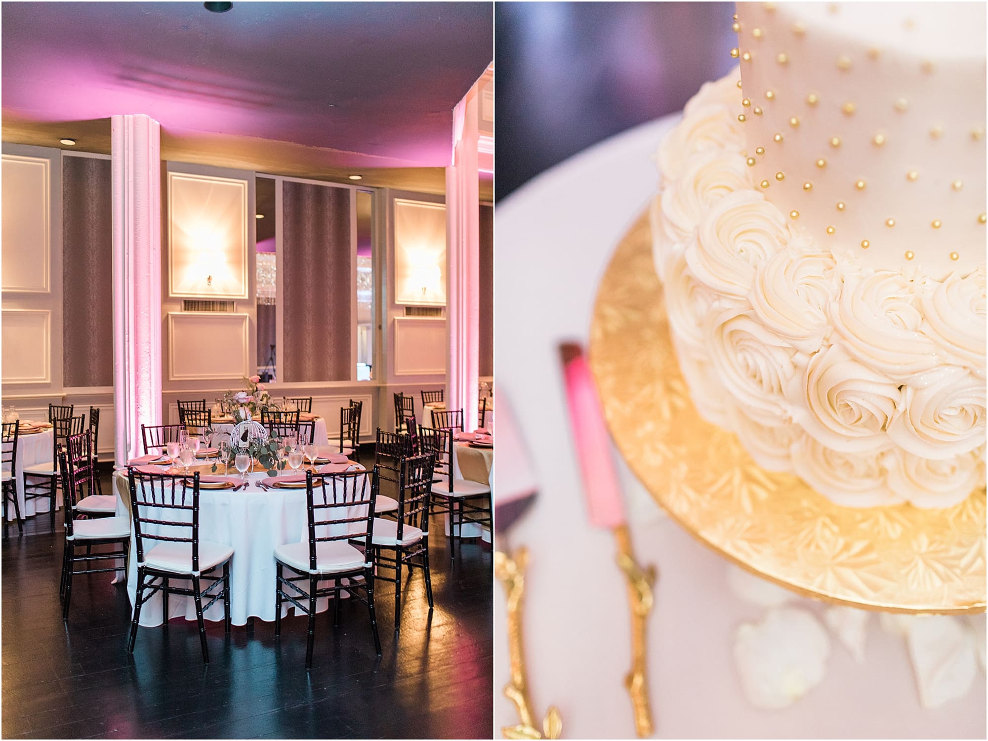 Arielle Peters Photography | Wedding reception table settings and floral arrangements on wedding day at the Uptown Center in Michigan City, Indiana.