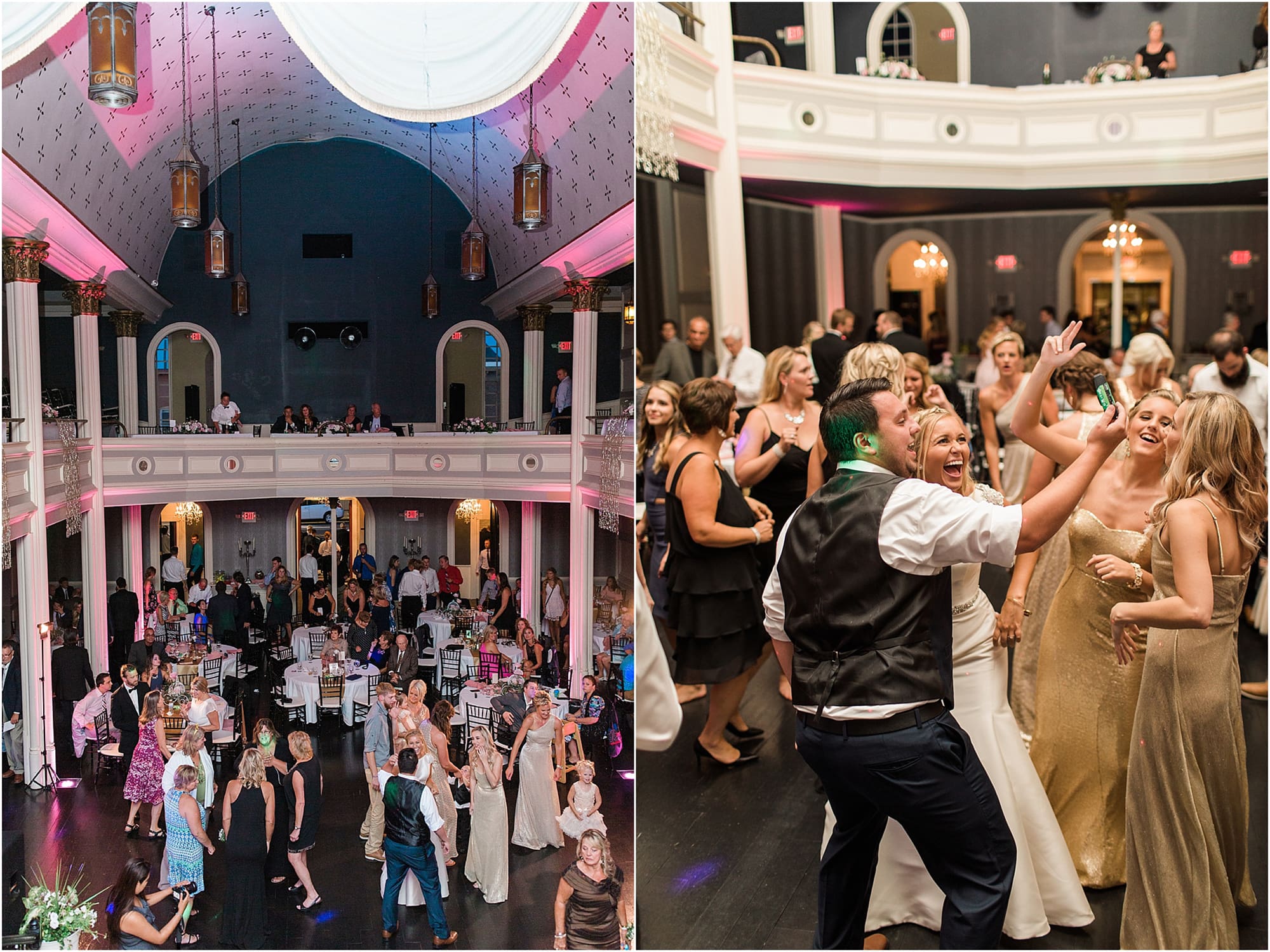 Arielle Peters Photography | Wedding guests dancing at wedding reception on wedding day at the Uptown Center in Michigan City, Indiana.