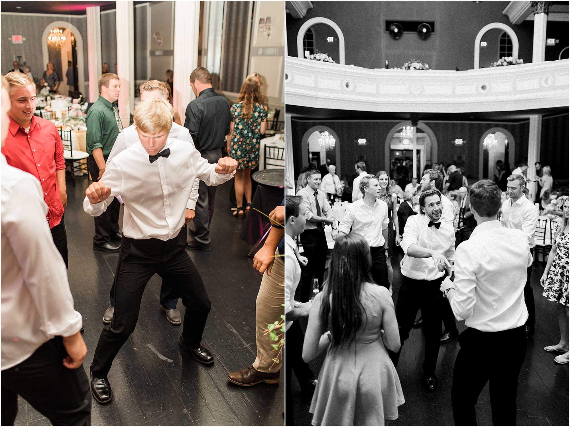 Arielle Peters Photography | Wedding guests dancing at wedding reception on wedding day at the Uptown Center in Michigan City, Indiana.