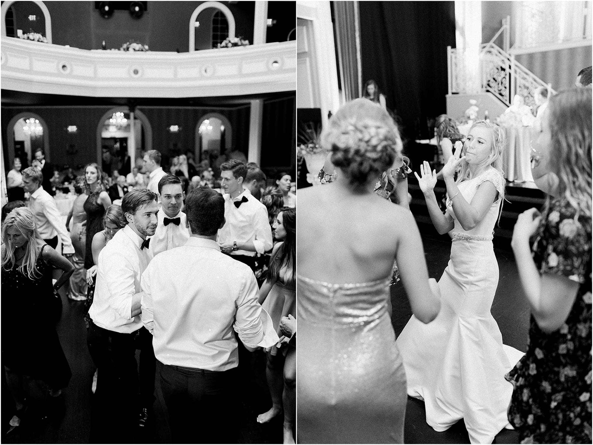 Arielle Peters Photography | Wedding guests dancing at wedding reception on wedding day at the Uptown Center in Michigan City, Indiana.