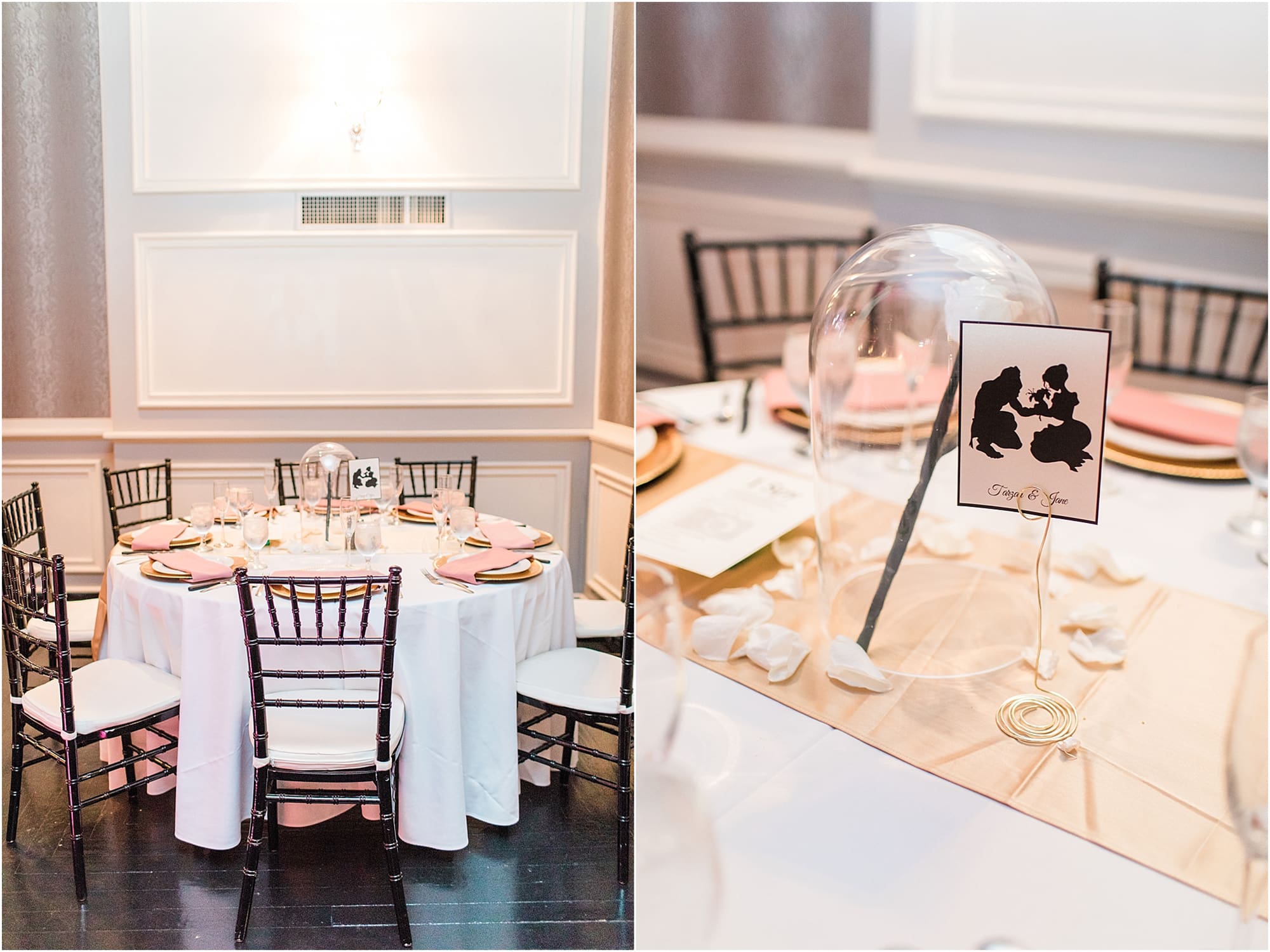 Arielle Peters Photography | Wedding reception table settings and floral arrangements on wedding day at the Uptown Center in Michigan City, Indiana.