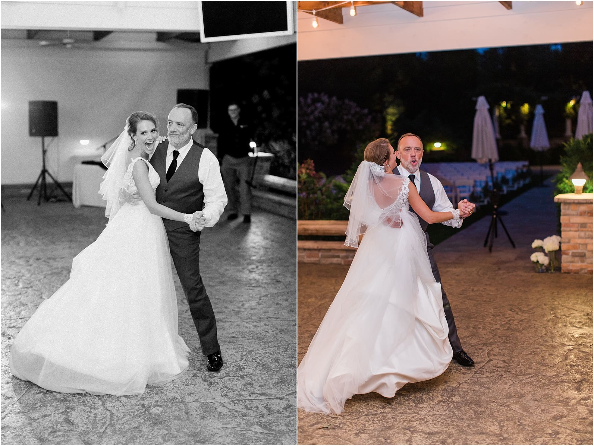 Arielle Peters Photography | Father of bride and bride sharing a dance at wedding reception on wedding day at The Pavilion at Sandy Pines in Demotte, Indiana.