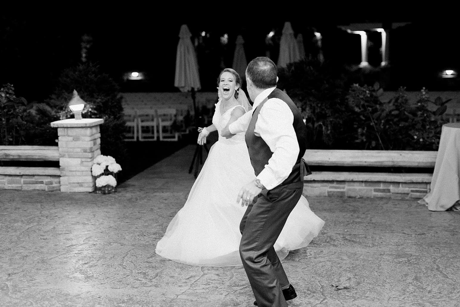 Arielle Peters Photography | Father of bride and bride sharing a dance at wedding reception on wedding day at The Pavilion at Sandy Pines in Demotte, Indiana.
