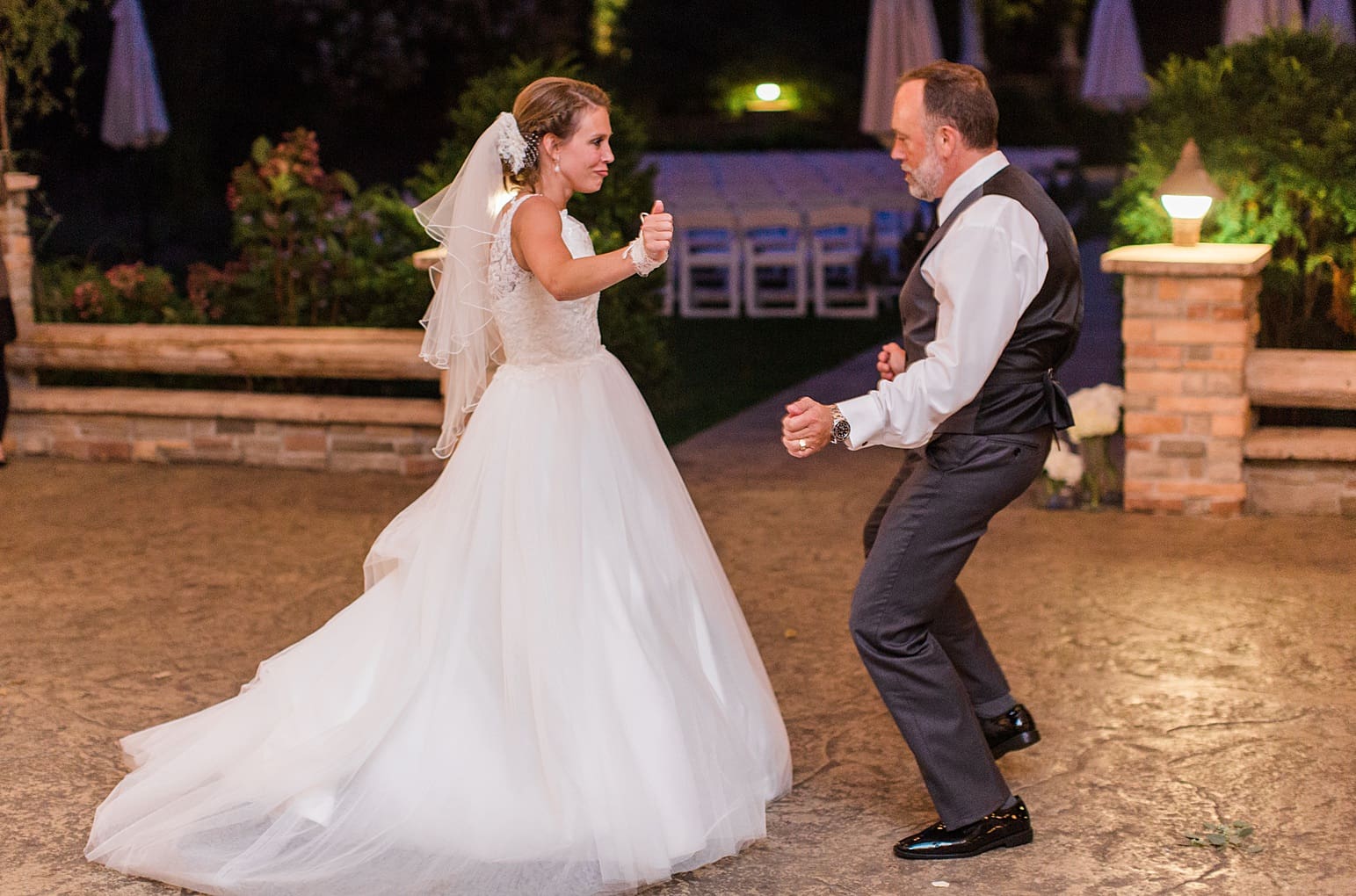 Arielle Peters Photography | Father of bride and bride sharing a dance at wedding reception on wedding day at The Pavilion at Sandy Pines in Demotte, Indiana.