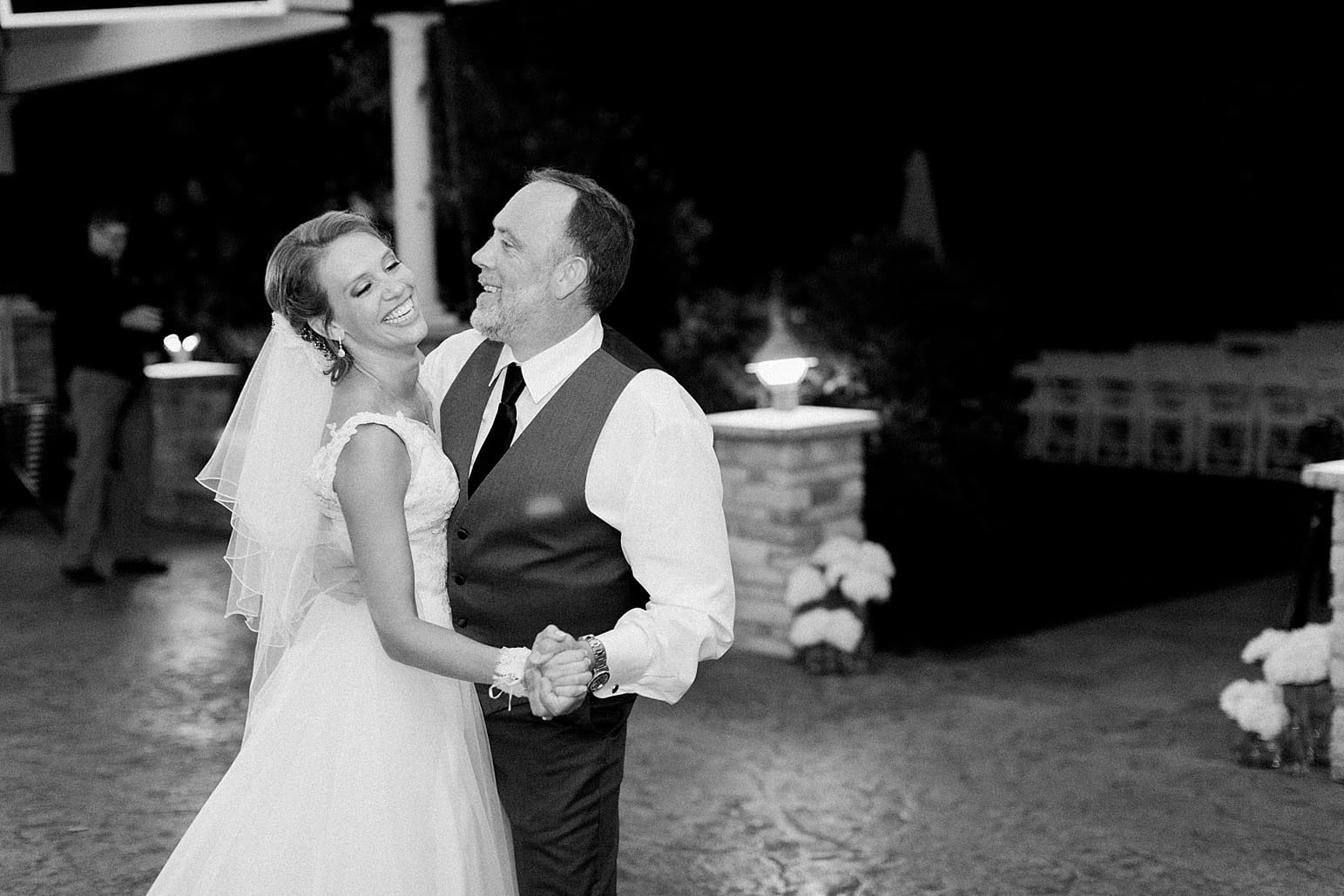 Arielle Peters Photography | Father of bride and bride sharing a dance at wedding reception on wedding day at The Pavilion at Sandy Pines in Demotte, Indiana.