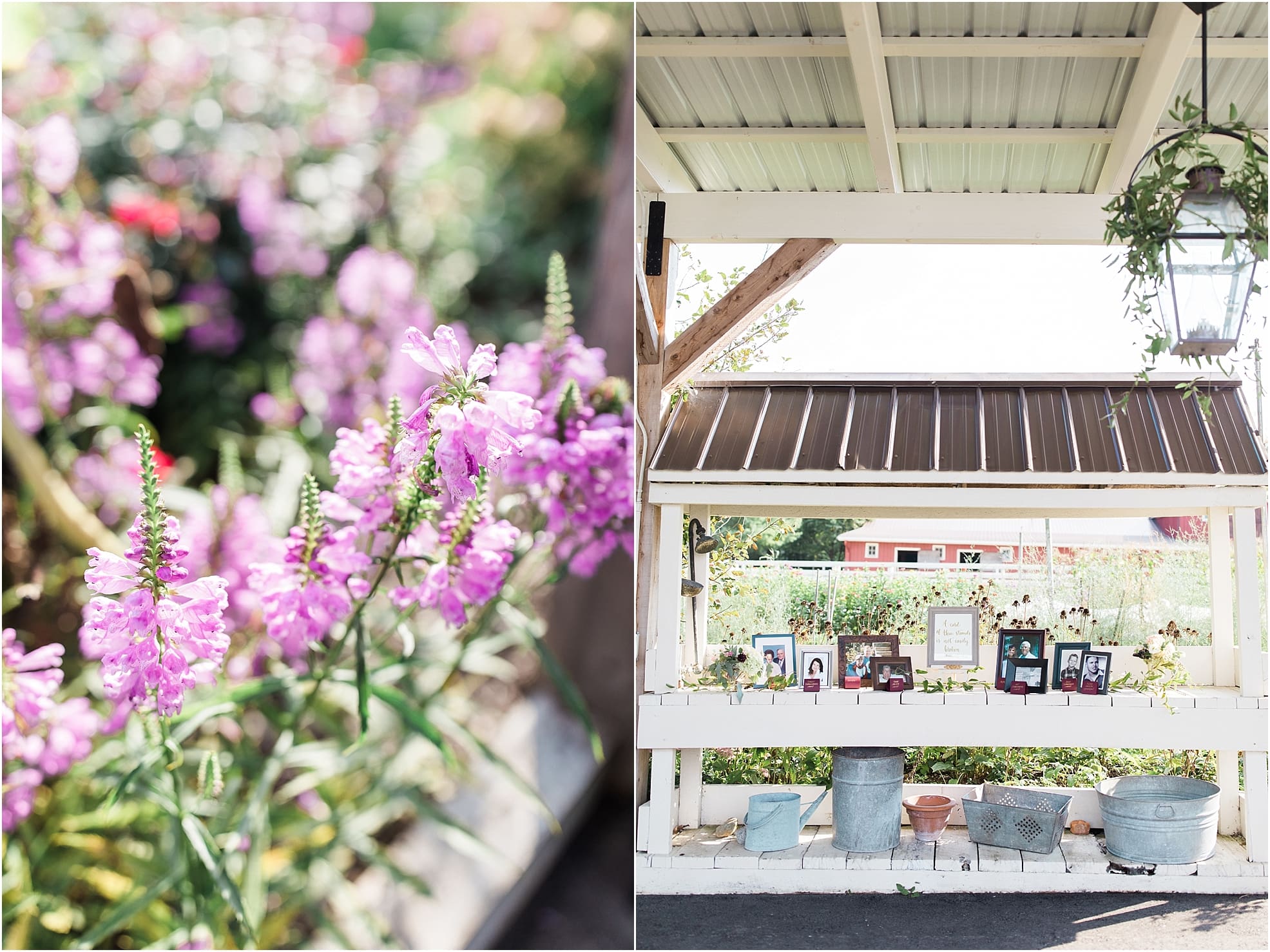 Arielle Peters Photography | Outdoor wedding reception table settings and floral arrangements on wedding day at Joseph Decuis Farm in Roanoke, Indiana.