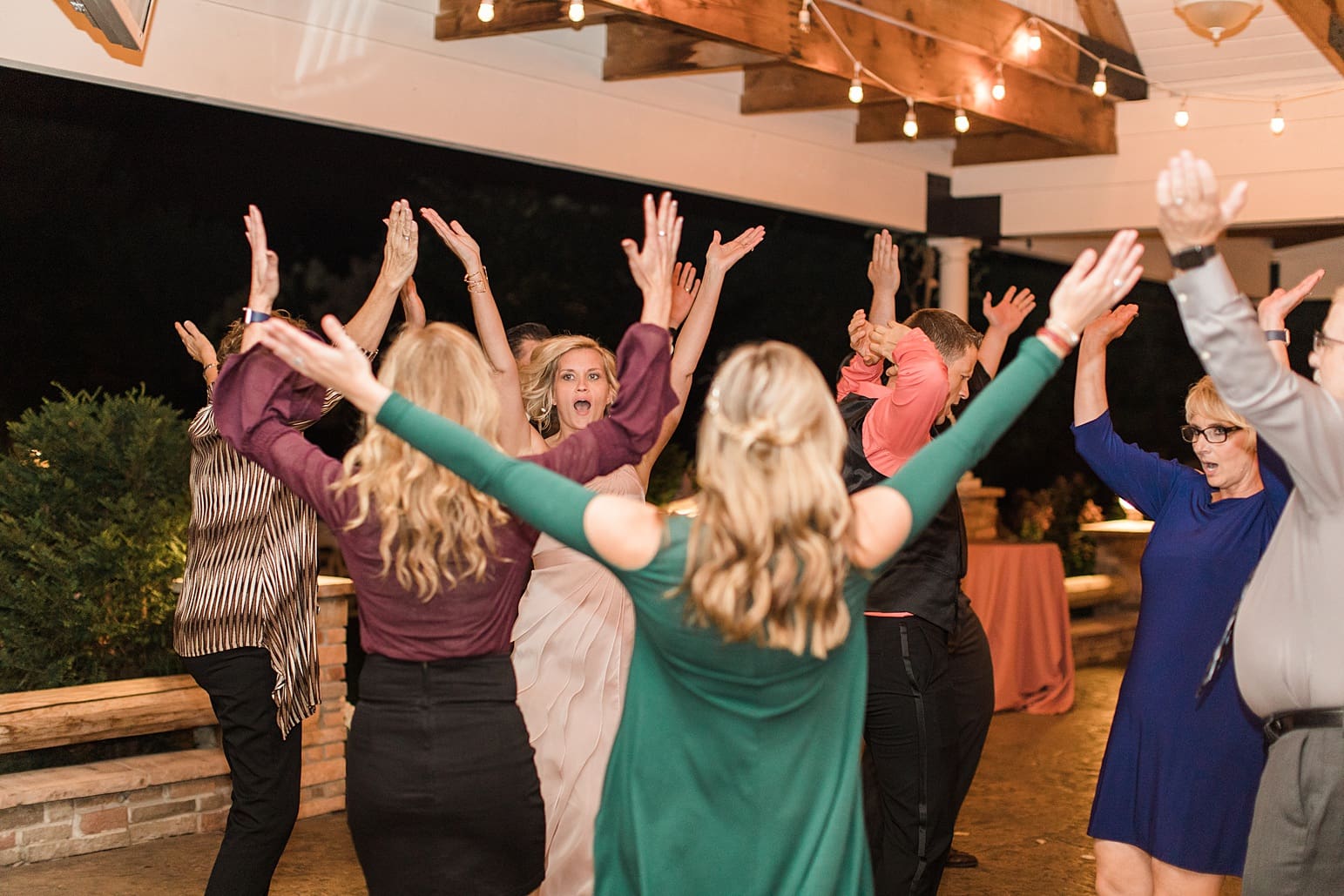 Arielle Peters Photography | Wedding guests dancing at wedding reception on wedding day at The Pavilion at Sandy Pines in Demotte, Indiana.