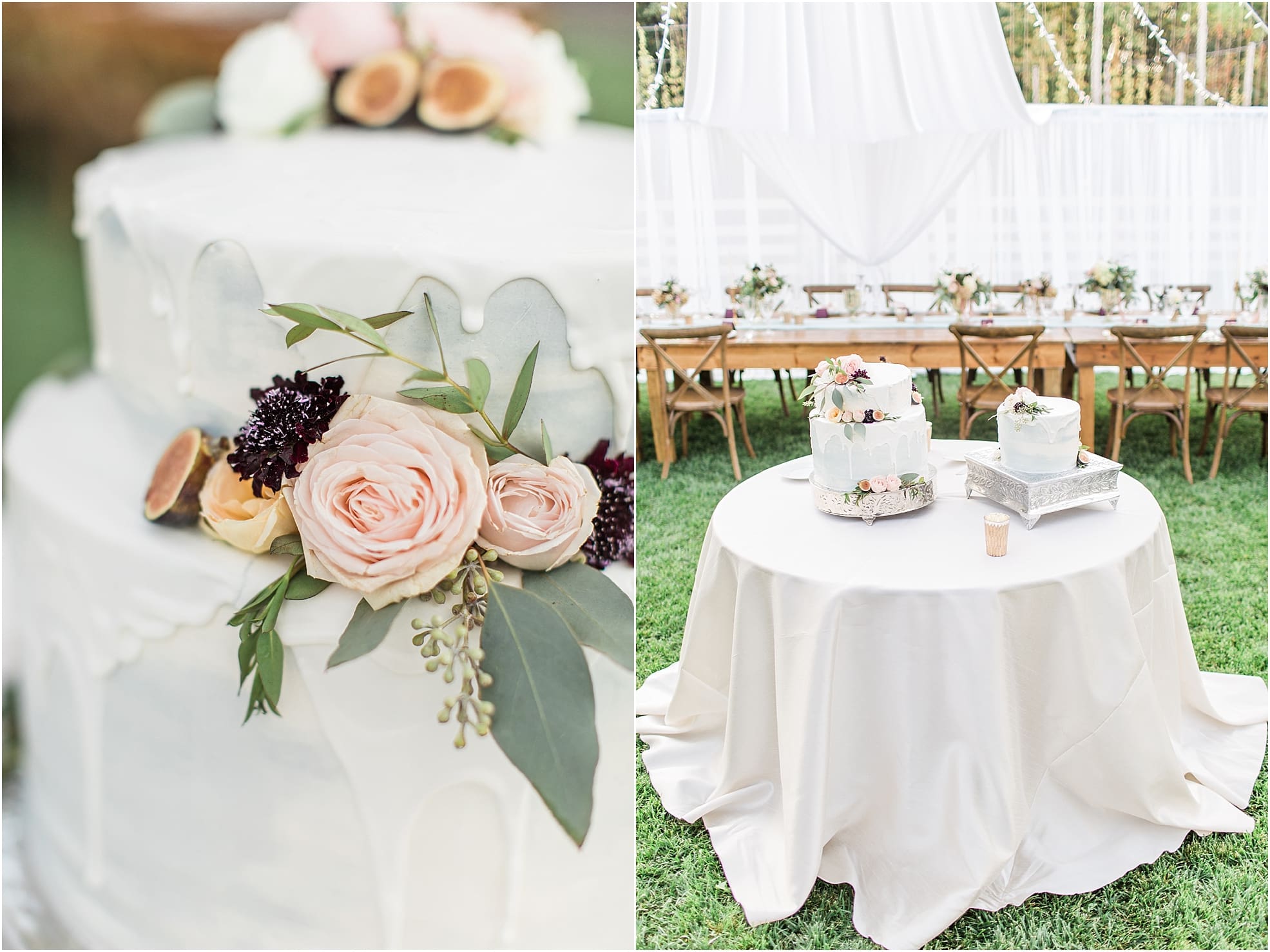 Arielle Peters Photography | Outdoor wedding reception table settings and floral arrangements on wedding day at Joseph Decuis Farm in Roanoke, Indiana.