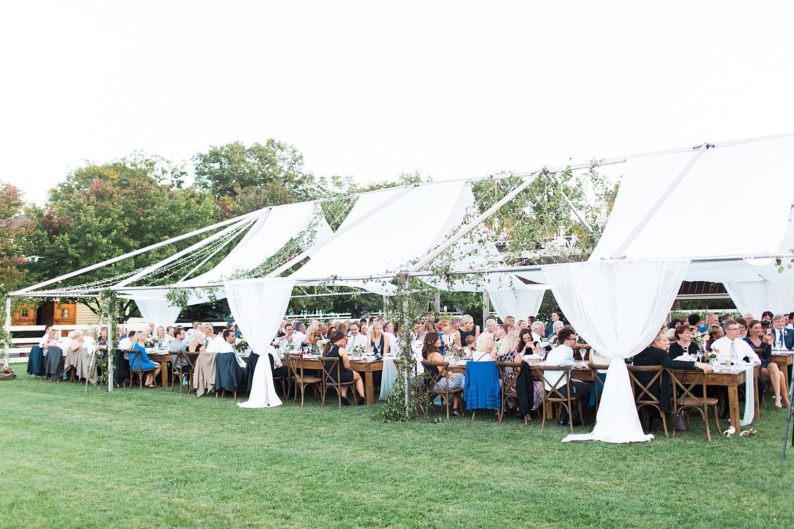 Arielle Peters Photography | Outdoor wedding reception on wedding day at Joseph Decuis Farm in Roanoke, Indiana.