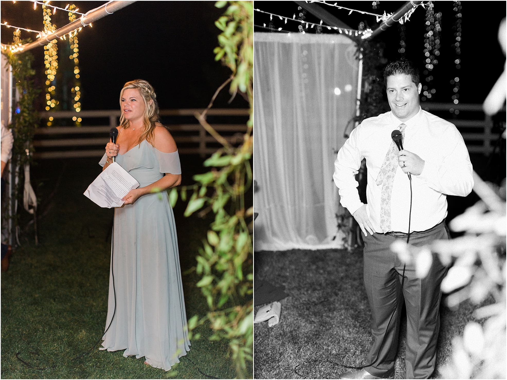 Arielle Peters Photography | Best man giving speech at outdoor wedding reception on wedding day at Joseph Decuis Farm in Roanoke, Indiana.