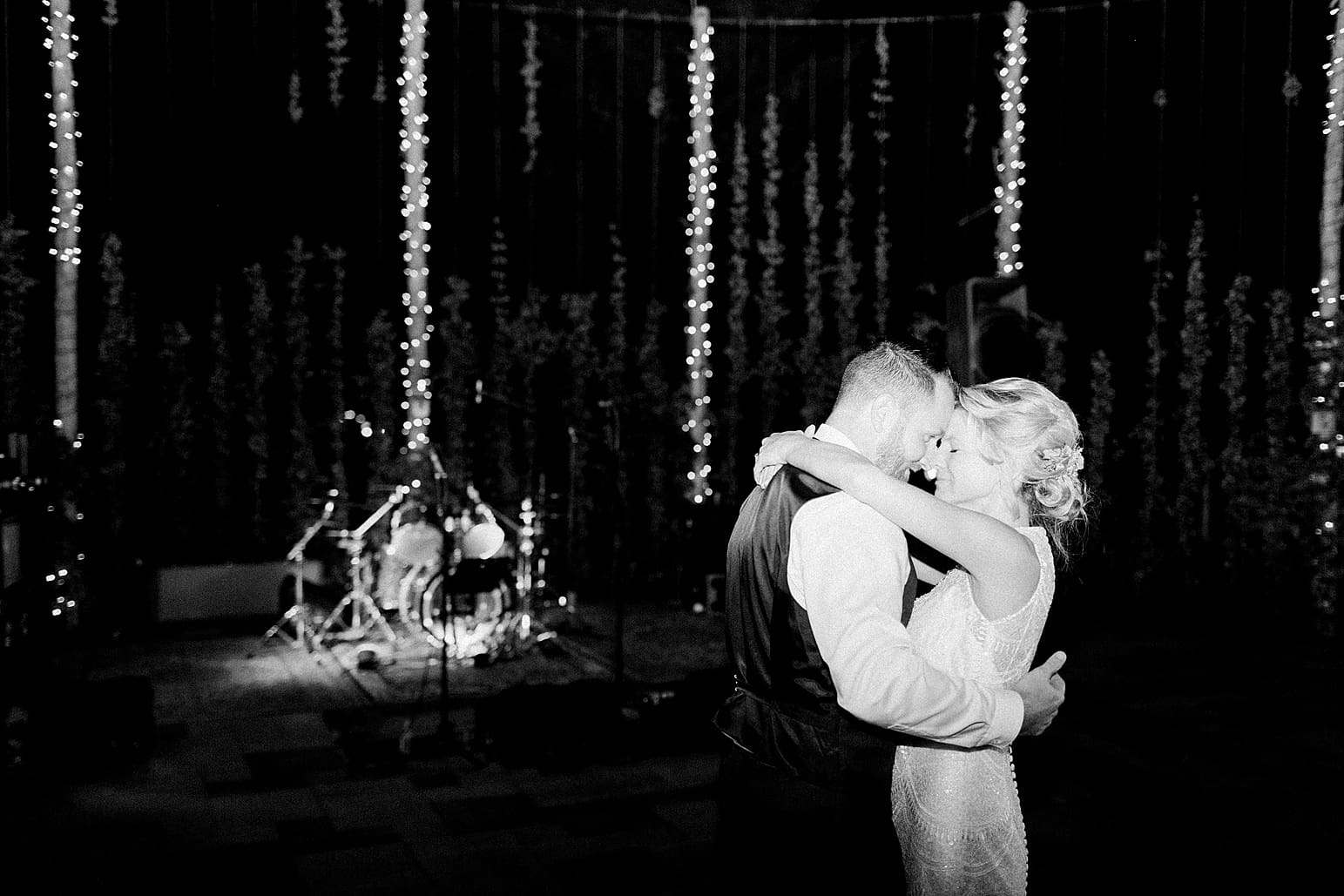 Arielle Peters Photography | Bride and groom sharing first dance at outdoor wedding reception on wedding day at Joseph Decuis Farm in Roanoke, Indiana.