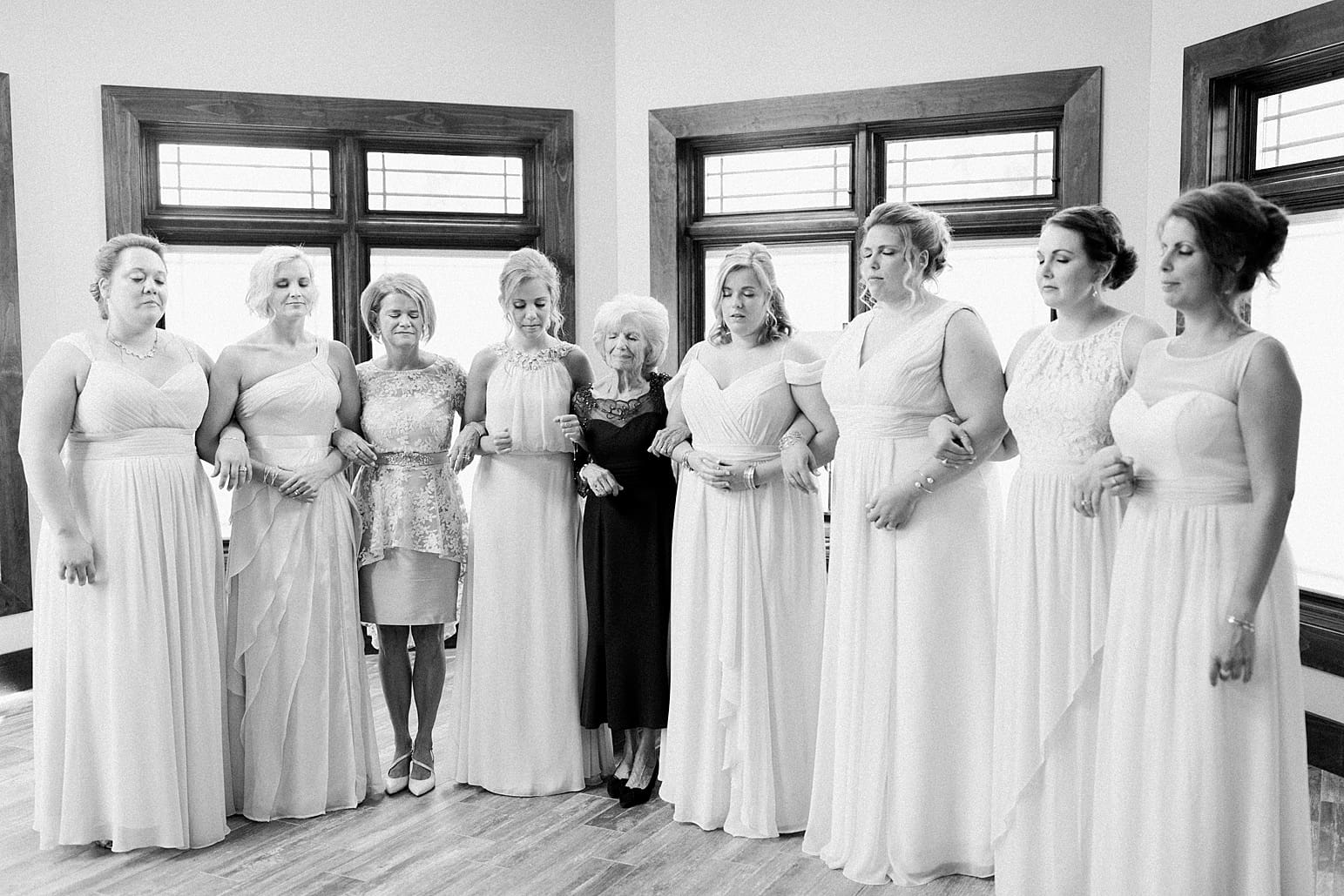 Arielle Peters Photography | Bride and bridesmaids having first reveal on wedding day at The Pavilion at Sandy Pines in Demotte, Indiana.