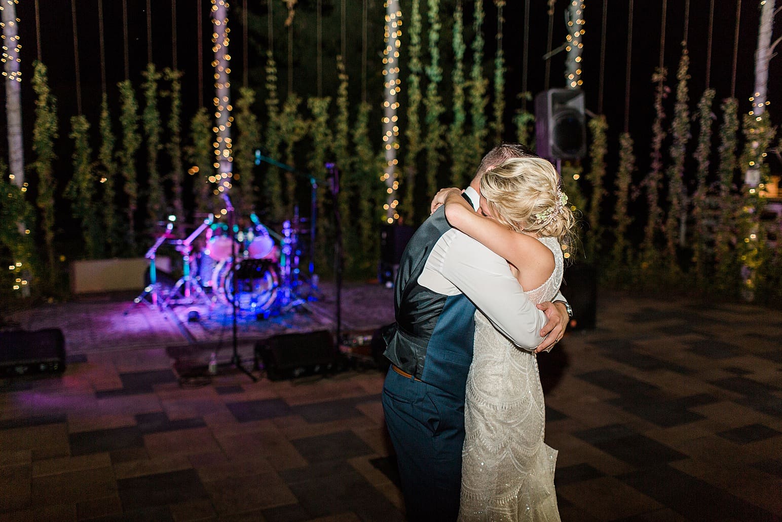 Arielle Peters Photography | Bride and groom sharing first dance at outdoor wedding reception on wedding day at Joseph Decuis Farm in Roanoke, Indiana.