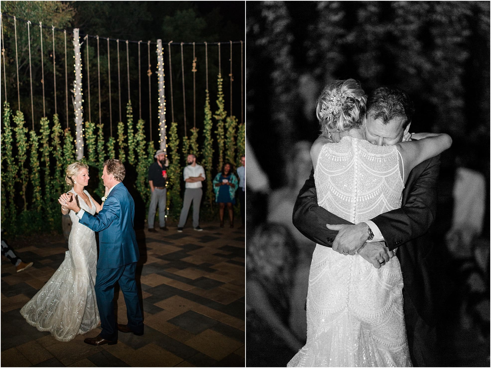 Arielle Peters Photography | Father of bride and bride sharing a dance at outdoor wedding reception on wedding day at Joseph Decuis Farm in Roanoke, Indiana.