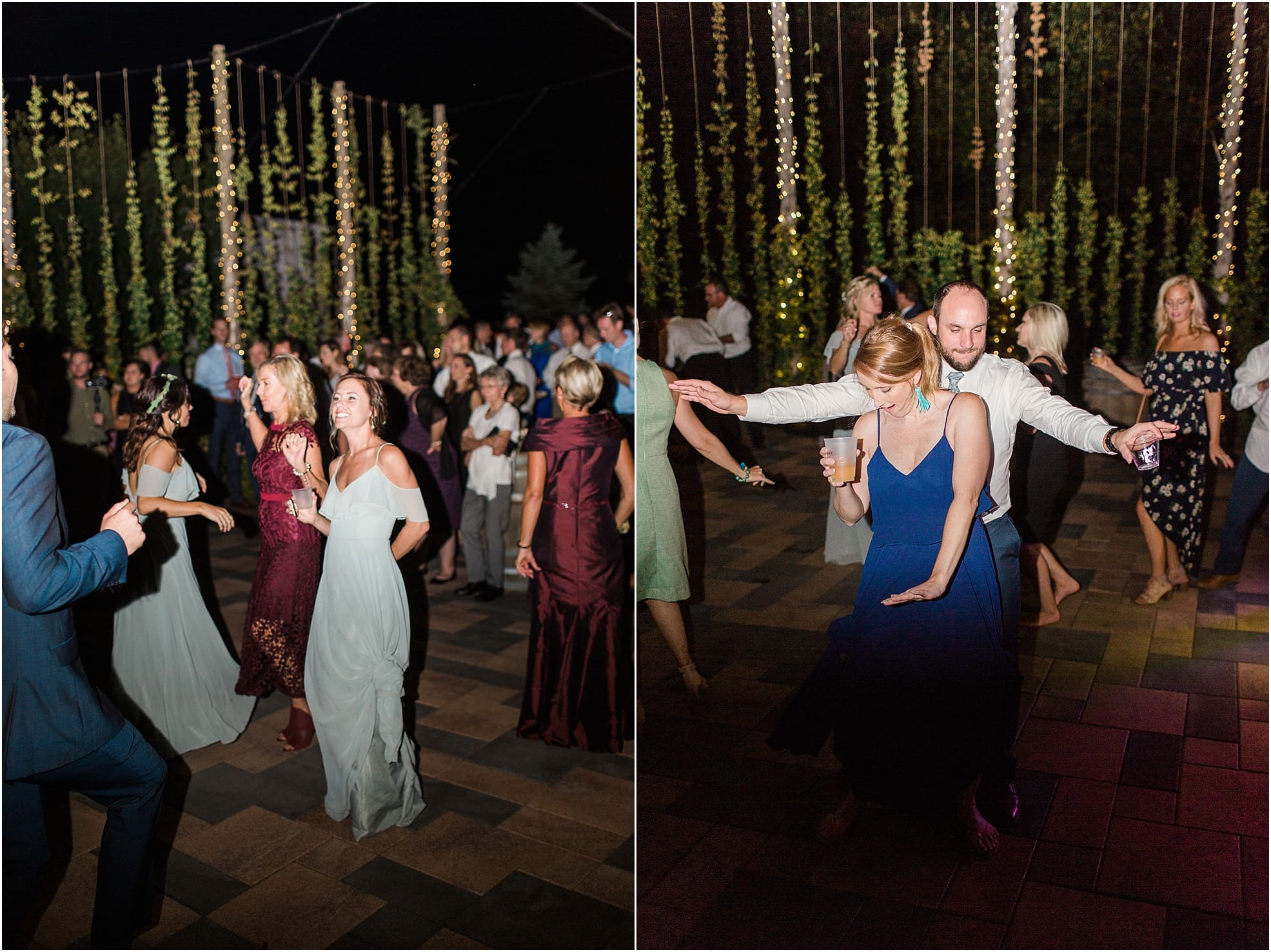 Arielle Peters Photography | Wedding guests dancing at outdoor wedding reception on wedding day at Joseph Decuis Farm in Roanoke, Indiana.