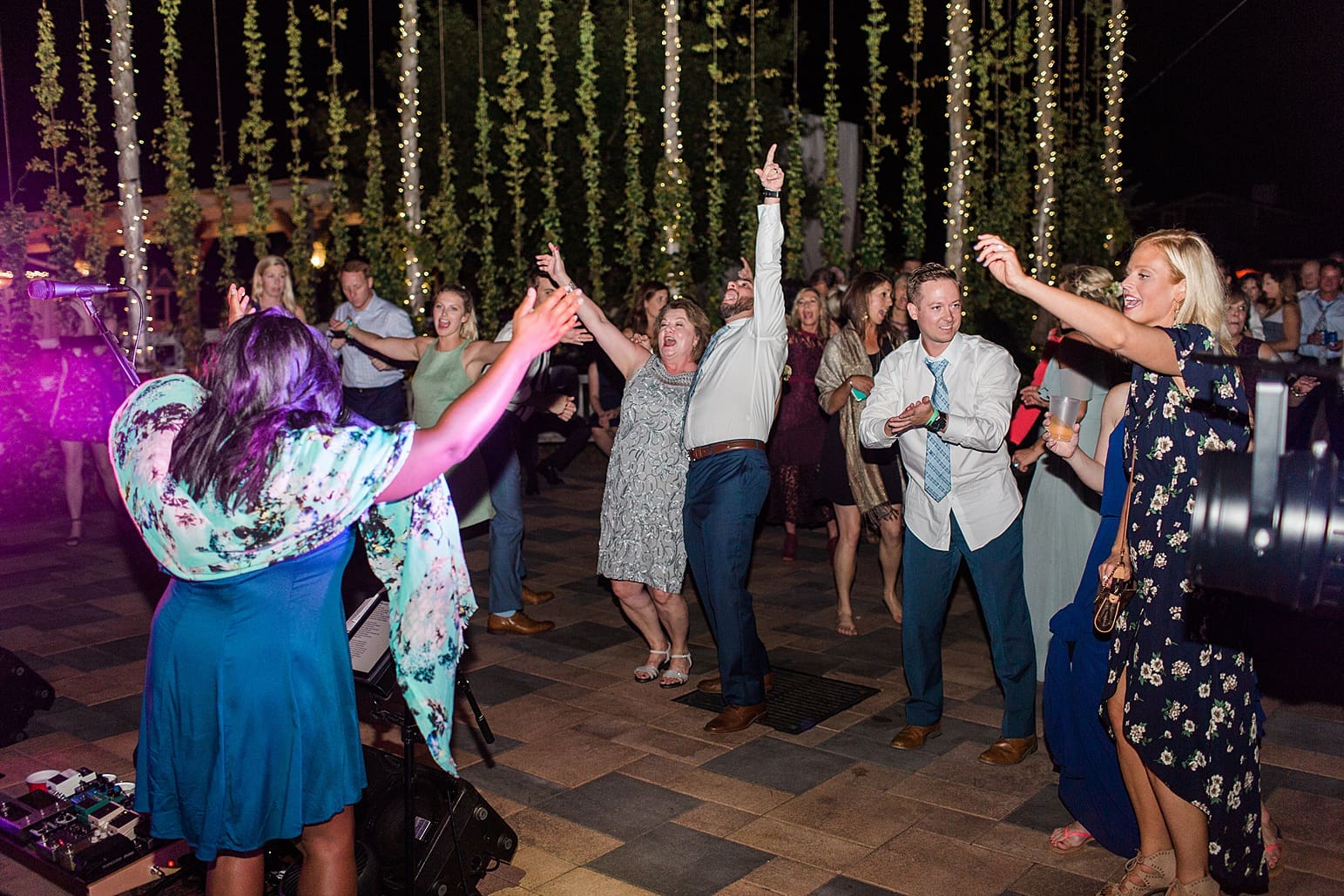 Arielle Peters Photography | Wedding guests dancing at outdoor wedding reception on wedding day at Joseph Decuis Farm in Roanoke, Indiana.