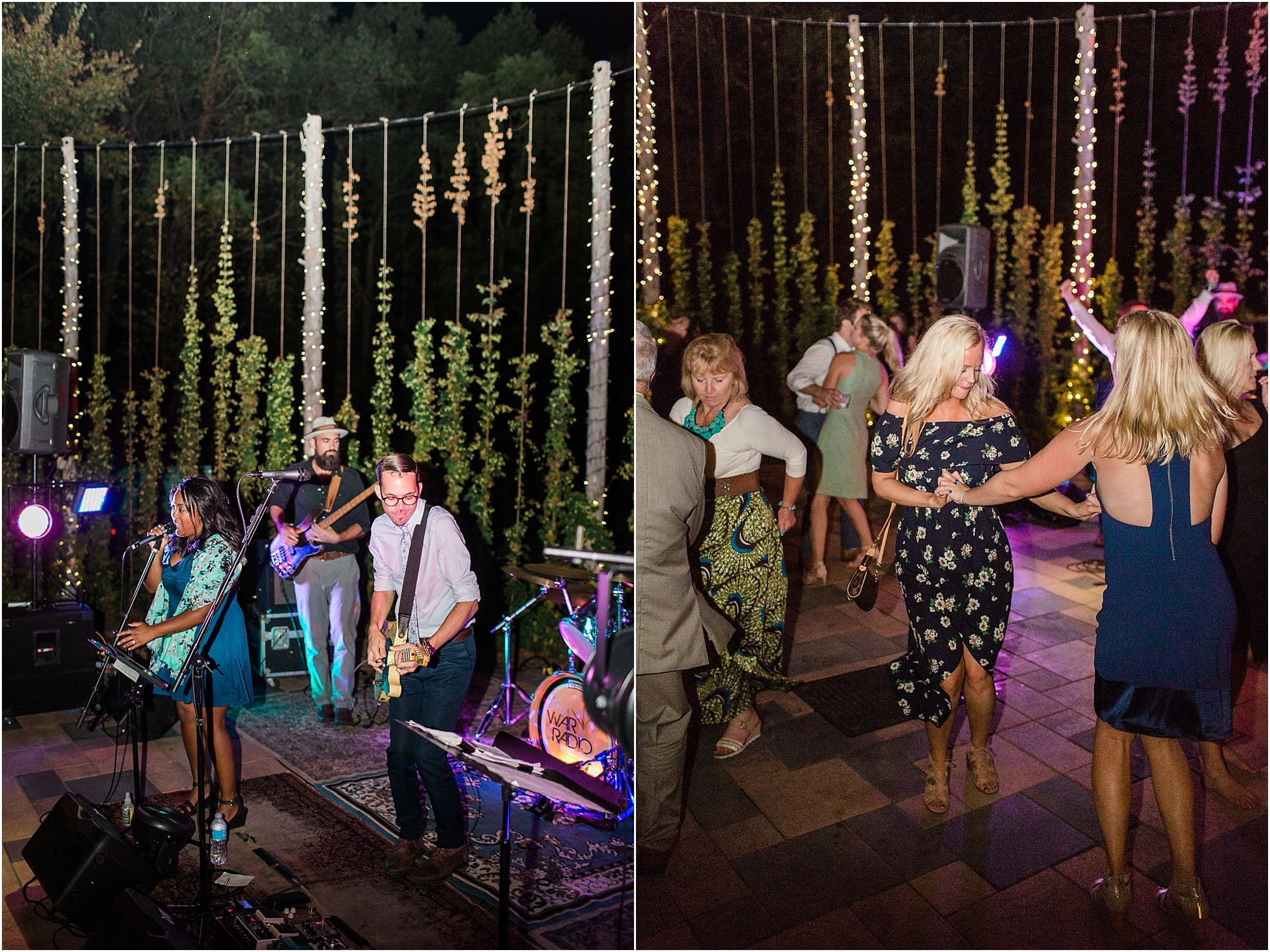 Arielle Peters Photography | Wedding guests dancing at outdoor wedding reception on wedding day at Joseph Decuis Farm in Roanoke, Indiana.