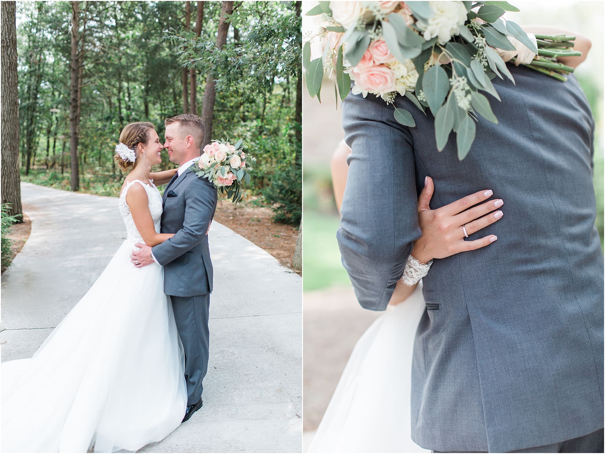Arielle Peters Photography | Bride and groom in pine tree forest on wedding day at The Pavilion at Sandy Pines in Demotte, Indiana.