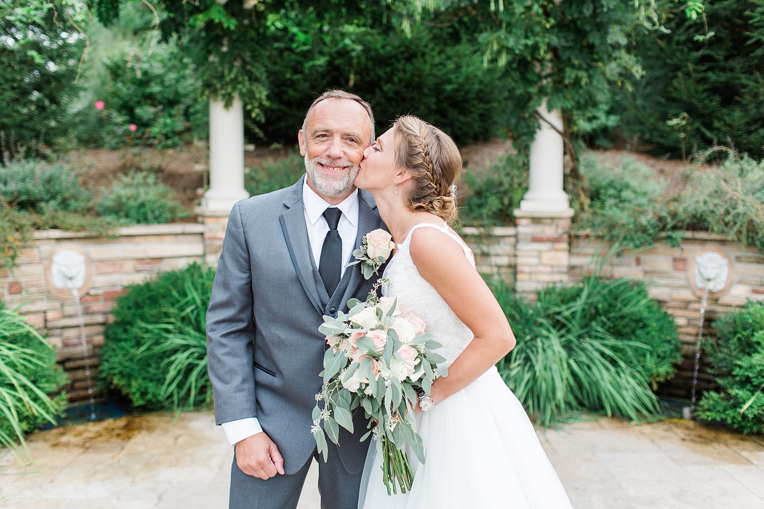 Arielle Peters Photography | Father of bride and bride under pavilion on wedding day at The Pavilion at Sandy Pines in Demotte, Indiana.