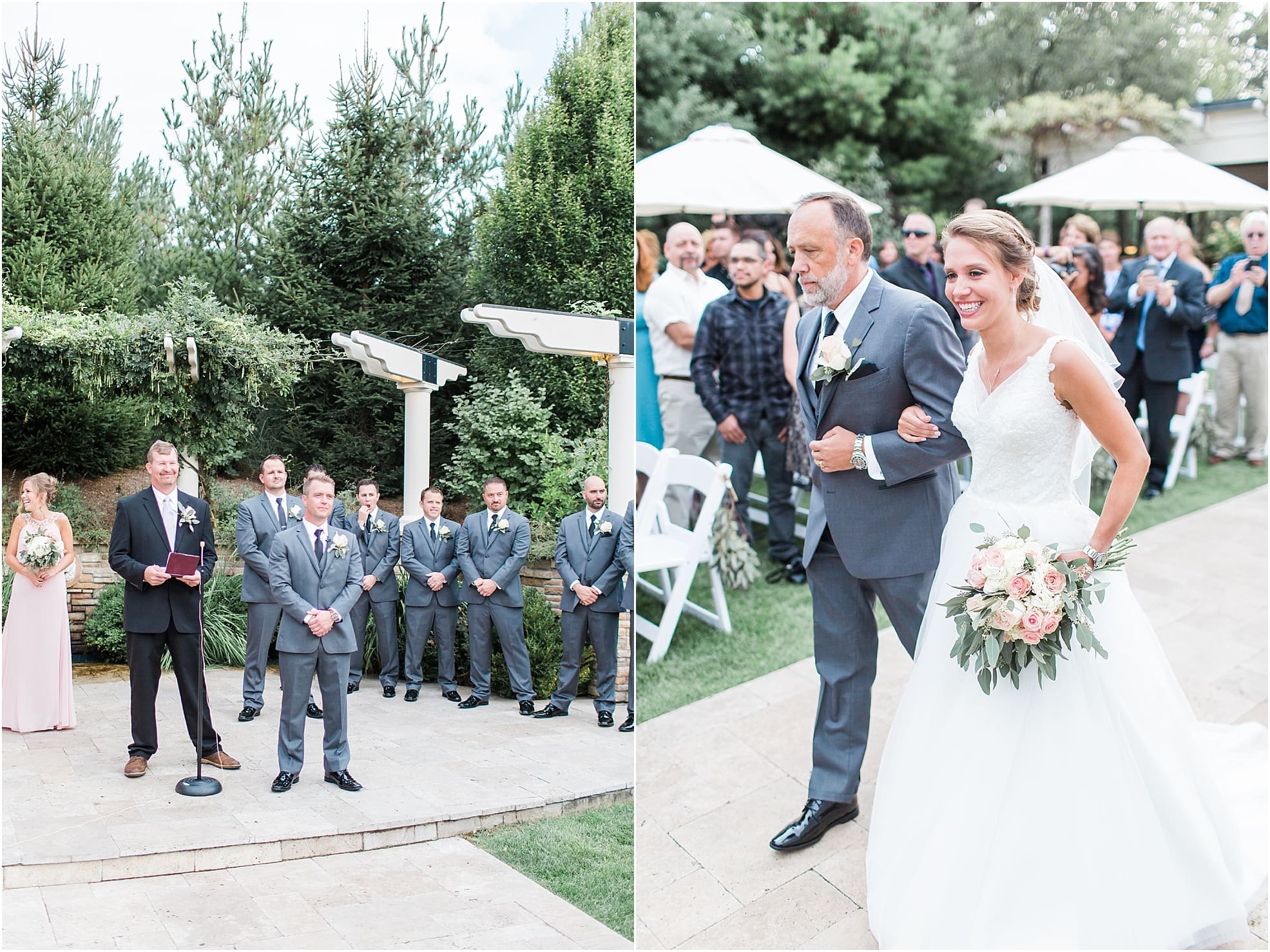 Arielle Peters Photography | Father of bride walking bride down the aisle on wedding day at The Pavilion at Sandy Pines in Demotte, Indiana.