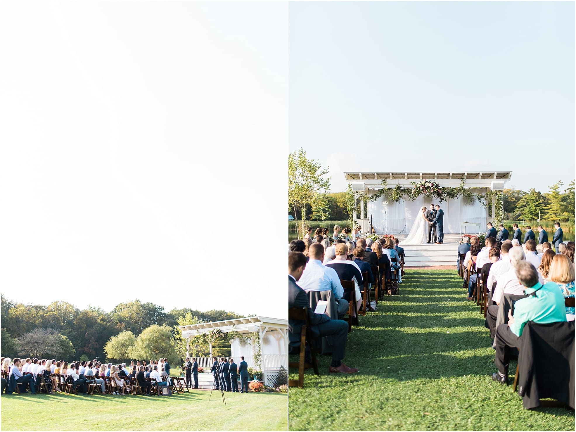 Arielle Peters Photography | Bride and groom at alter at outdoor wedding ceremony at Joseph Decuis Farm in Roanoke, Indiana.