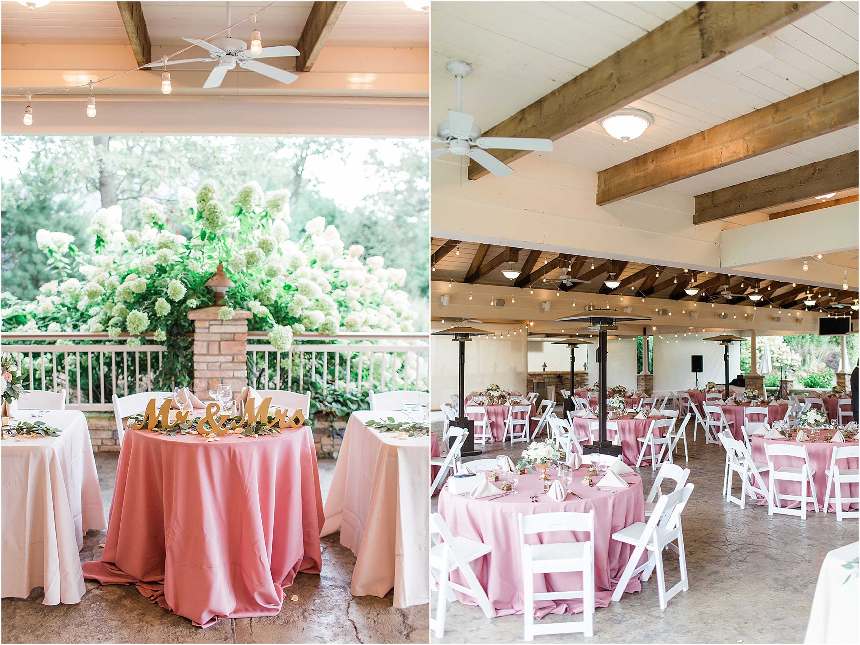 Arielle Peters Photography | Wedding reception table settings and floral arrangements on wedding day at The Pavilion at Sandy Pines in Demotte, Indiana.