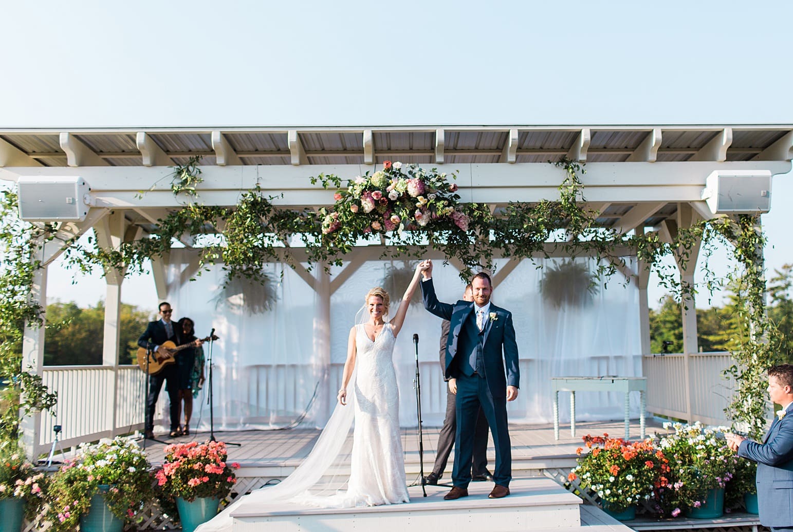 Arielle Peters Photography | Bride and groom at alter at outdoor wedding ceremony at Joseph Decuis Farm in Roanoke, Indiana.