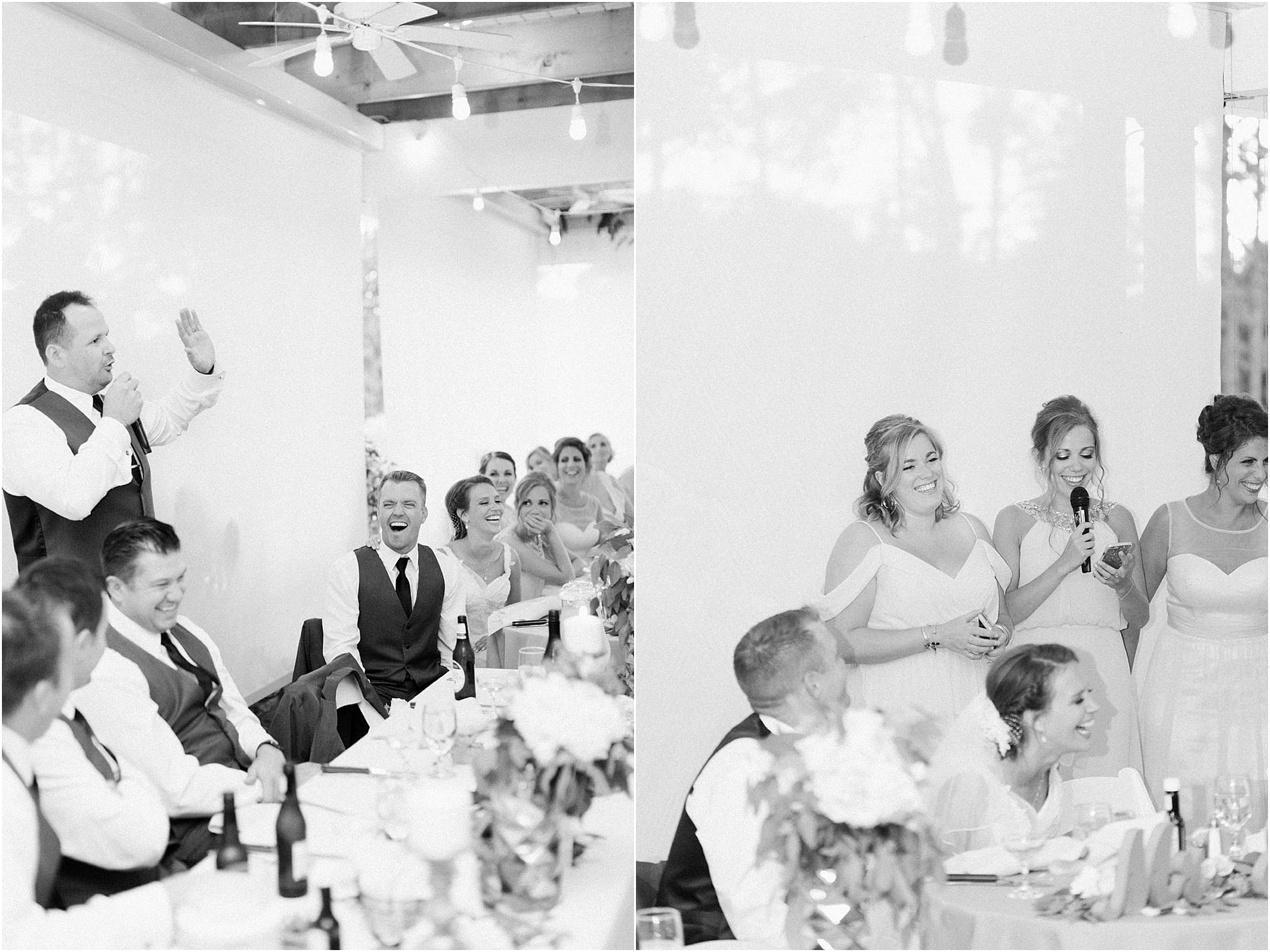 Arielle Peters Photography | Best man giving speech at wedding reception on wedding day at The Pavilion at Sandy Pines in Demotte, Indiana.