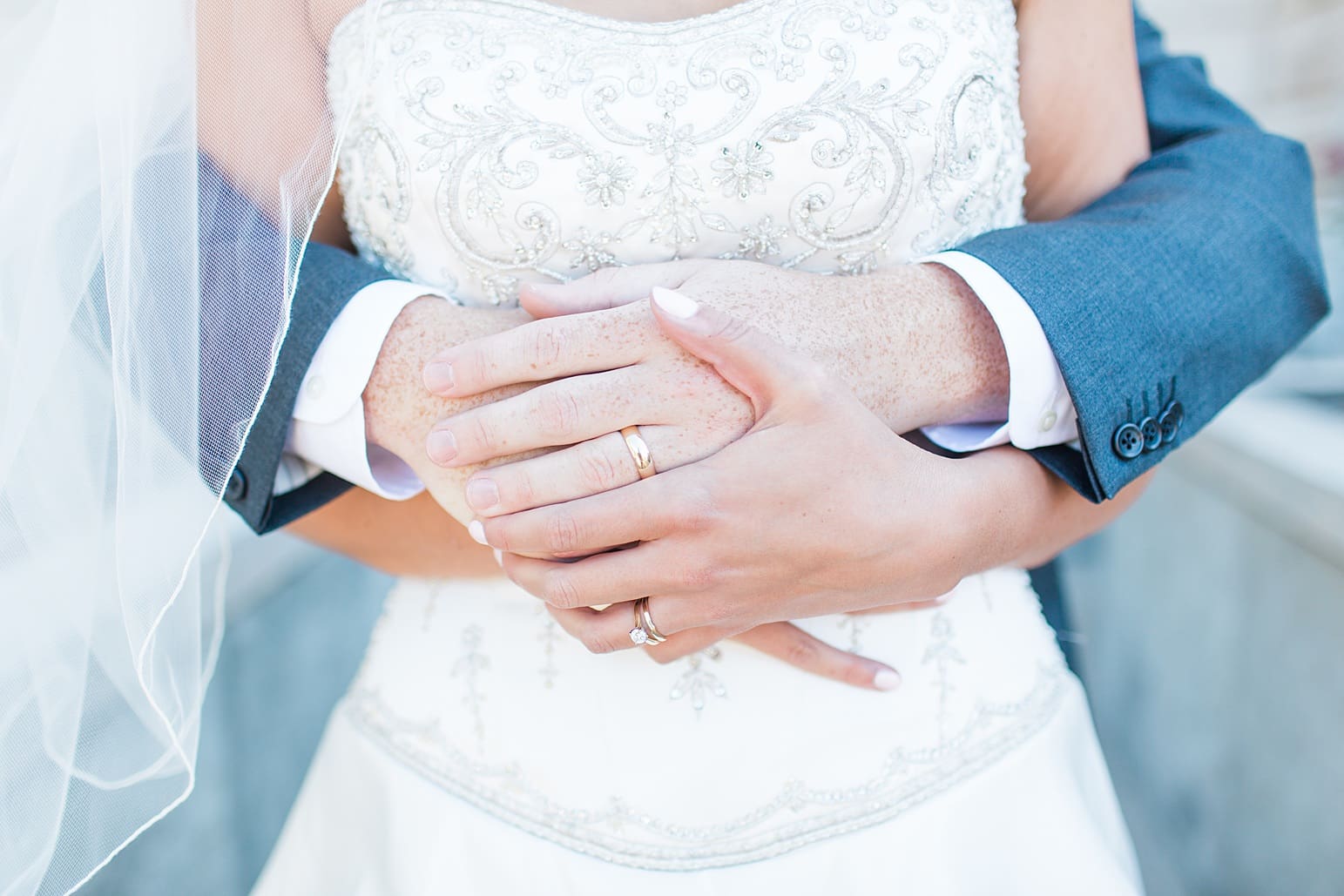 Arielle Peters Photography | Bride and groom holding hands on fall wedding day in Winona Lake, Indiana.