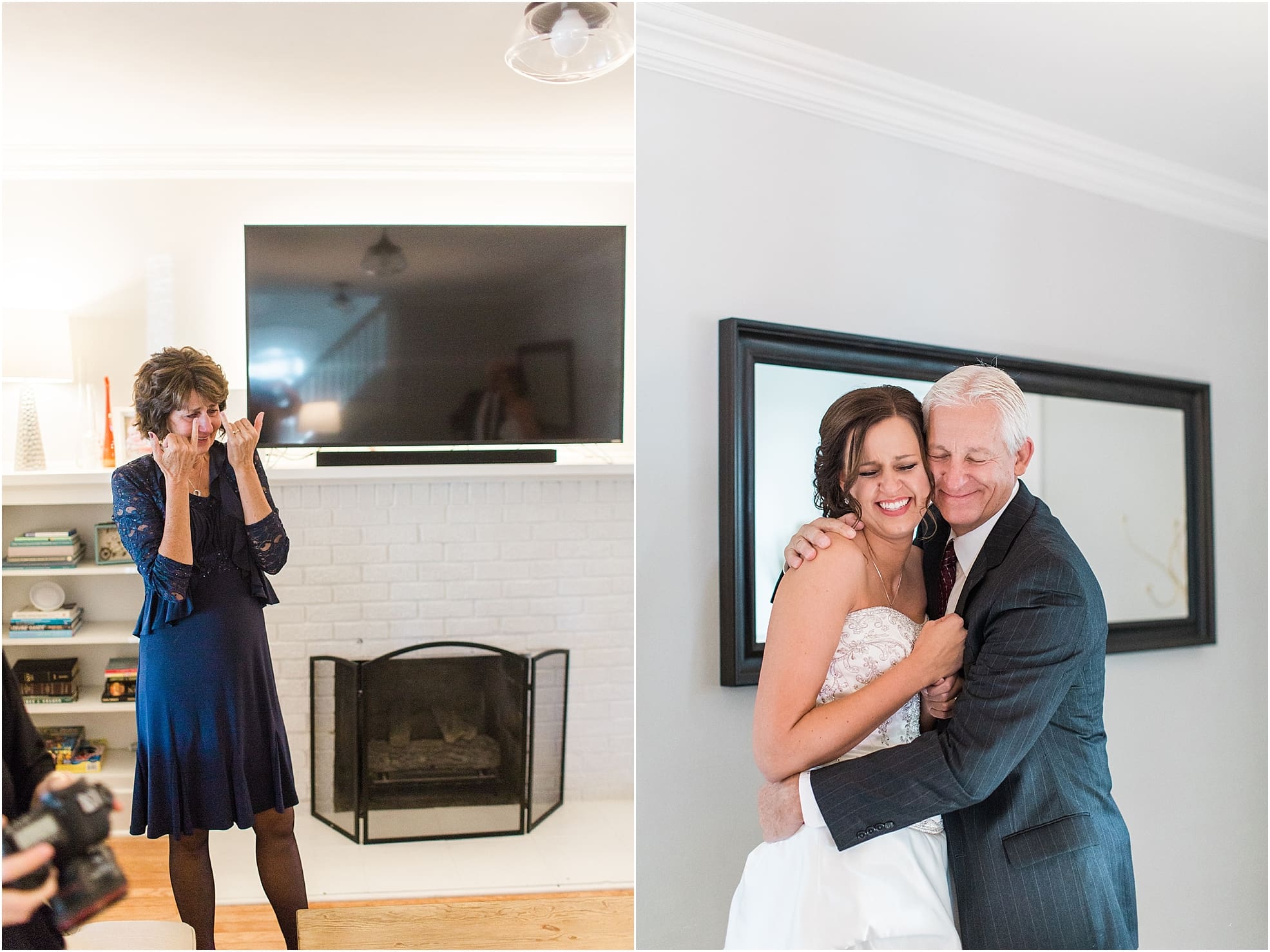 Arielle Peters Photography | Father of bride and bride having first reveal on fall wedding day in Winona Lake, Indiana.