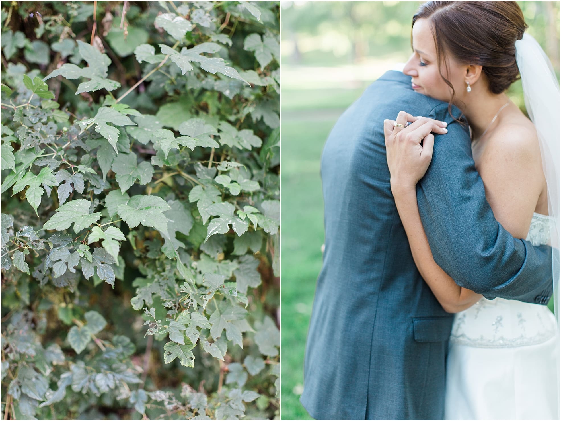 Arielle Peters Photography | Bride and groom having first reveal on fall wedding day in Winona Lake, Indiana.