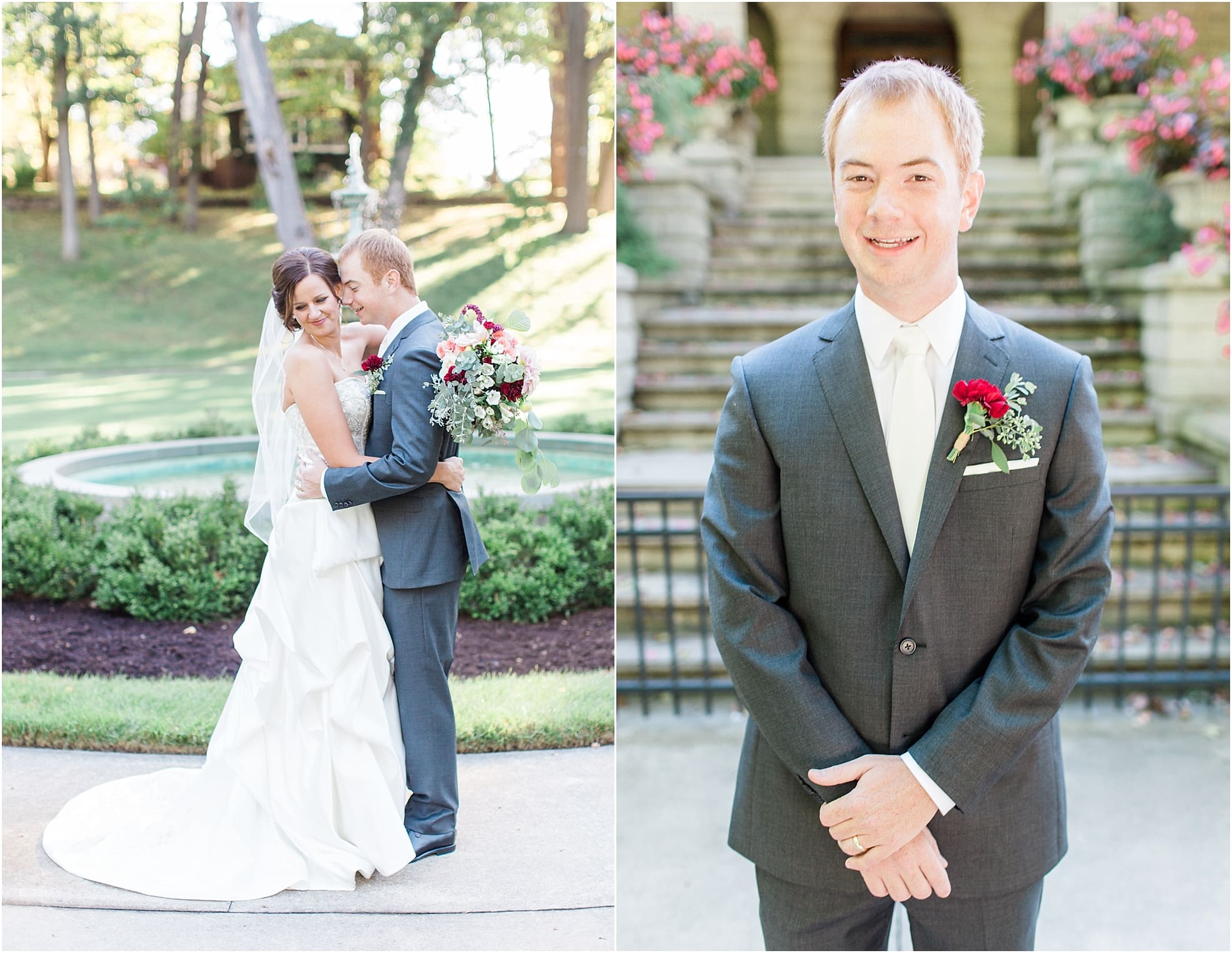 Arielle Peters Photography | Bride and groom in park on fall wedding day in Winona Lake, Indiana.