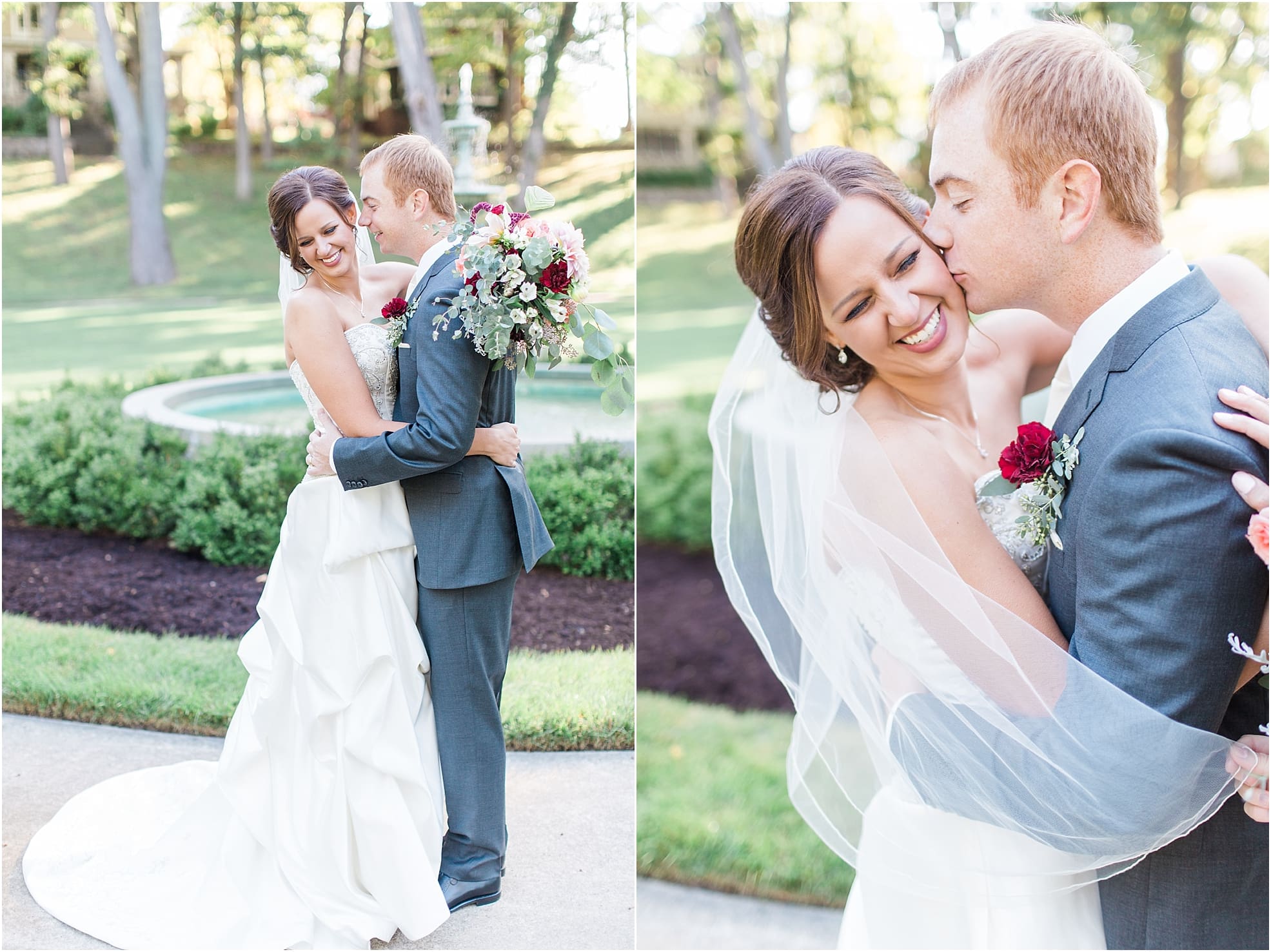 Arielle Peters Photography | Bride and groom walking in park on fall wedding day in Winona Lake, Indiana.