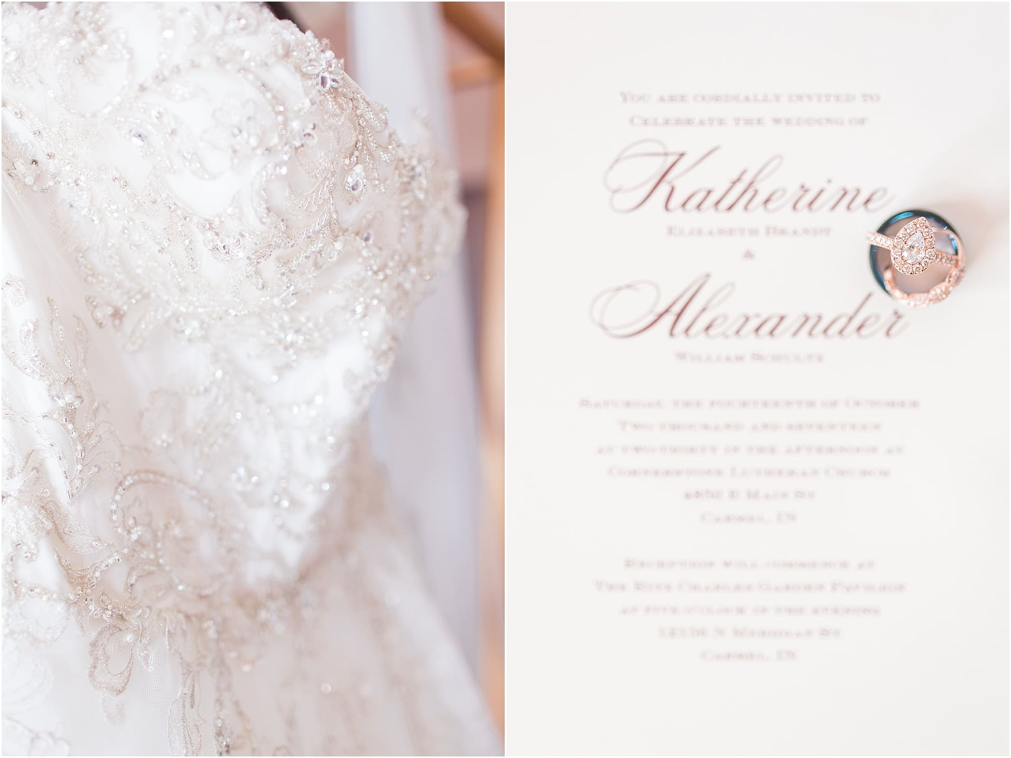 Arielle Peters Photography | Wedding dress beading details on wedding day at the Ritz Charles Garden Pavilion in Carmel, Indiana. 
