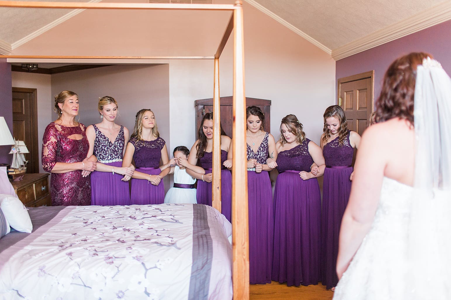 Arielle Peters Photography | Bride and bridesmaids having first reveal on wedding day at the Ritz Charles Garden Pavilion in Carmel, Indiana. 