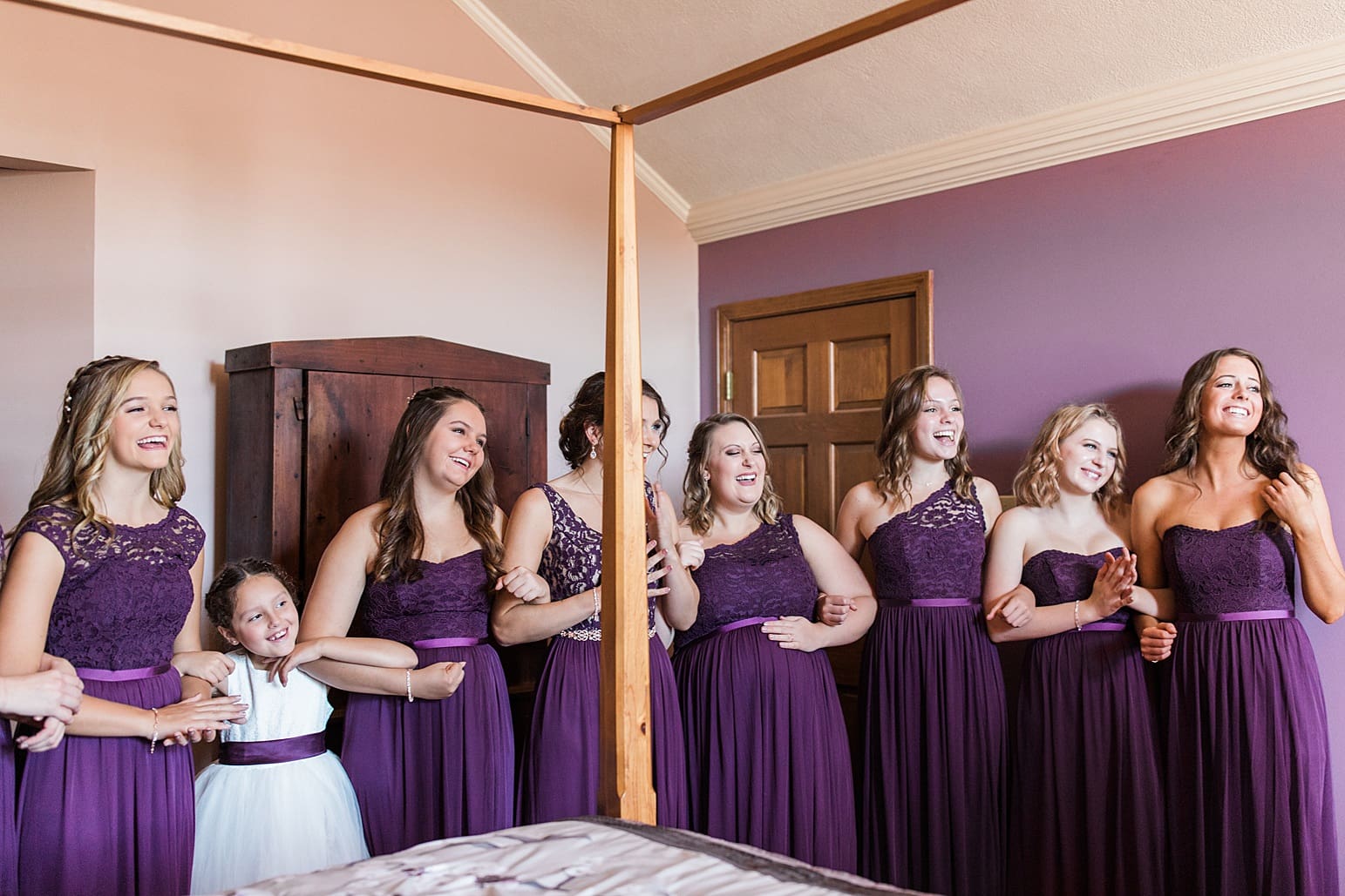 Arielle Peters Photography | Bride and bridesmaids having first reveal on wedding day at the Ritz Charles Garden Pavilion in Carmel, Indiana. 