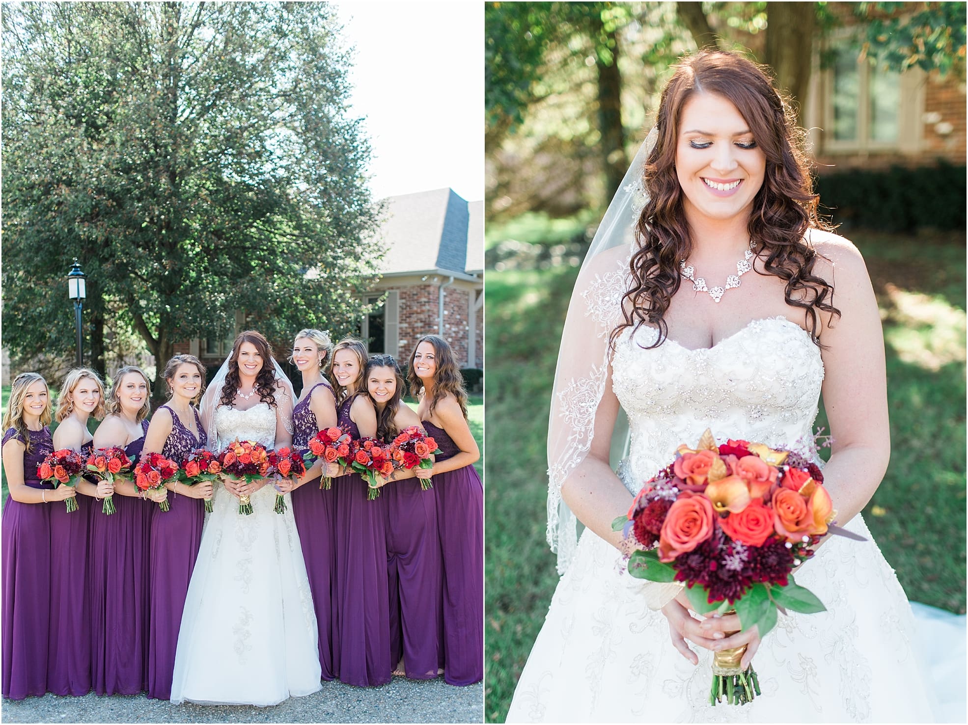 Arielle Peters Photography | Bride and bridesmaids on sidewalk on wedding day in Carmel, Indiana. 